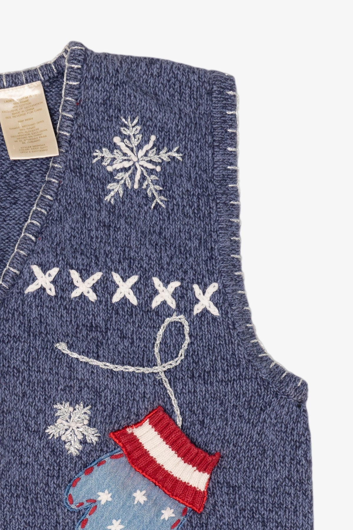 Vintage Blue Bobbie Brooks Mittens And Stars Ugly Christmas Vest (1990s)
