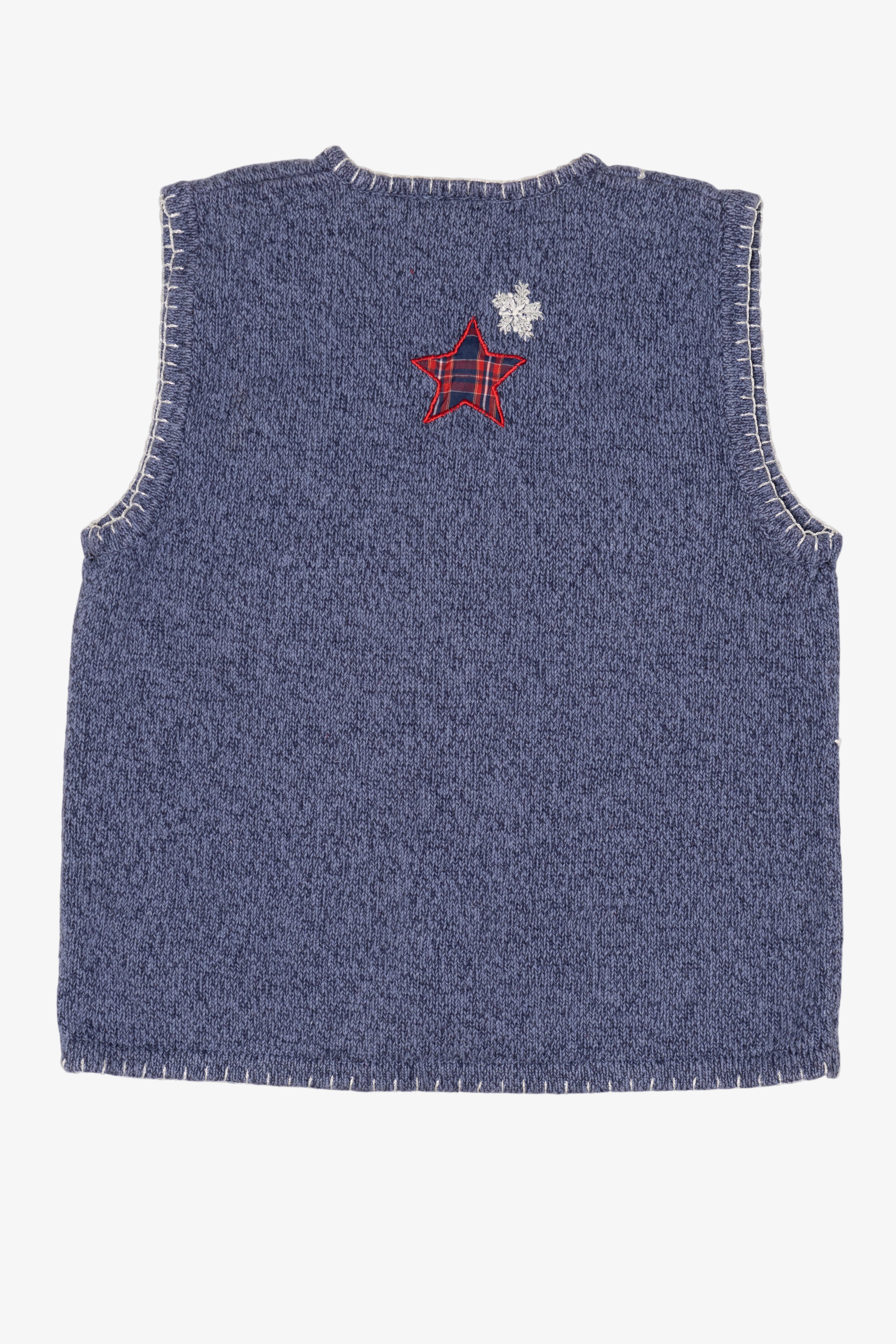 Vintage Blue Bobbie Brooks Mittens And Stars Ugly Christmas Vest (1990s)