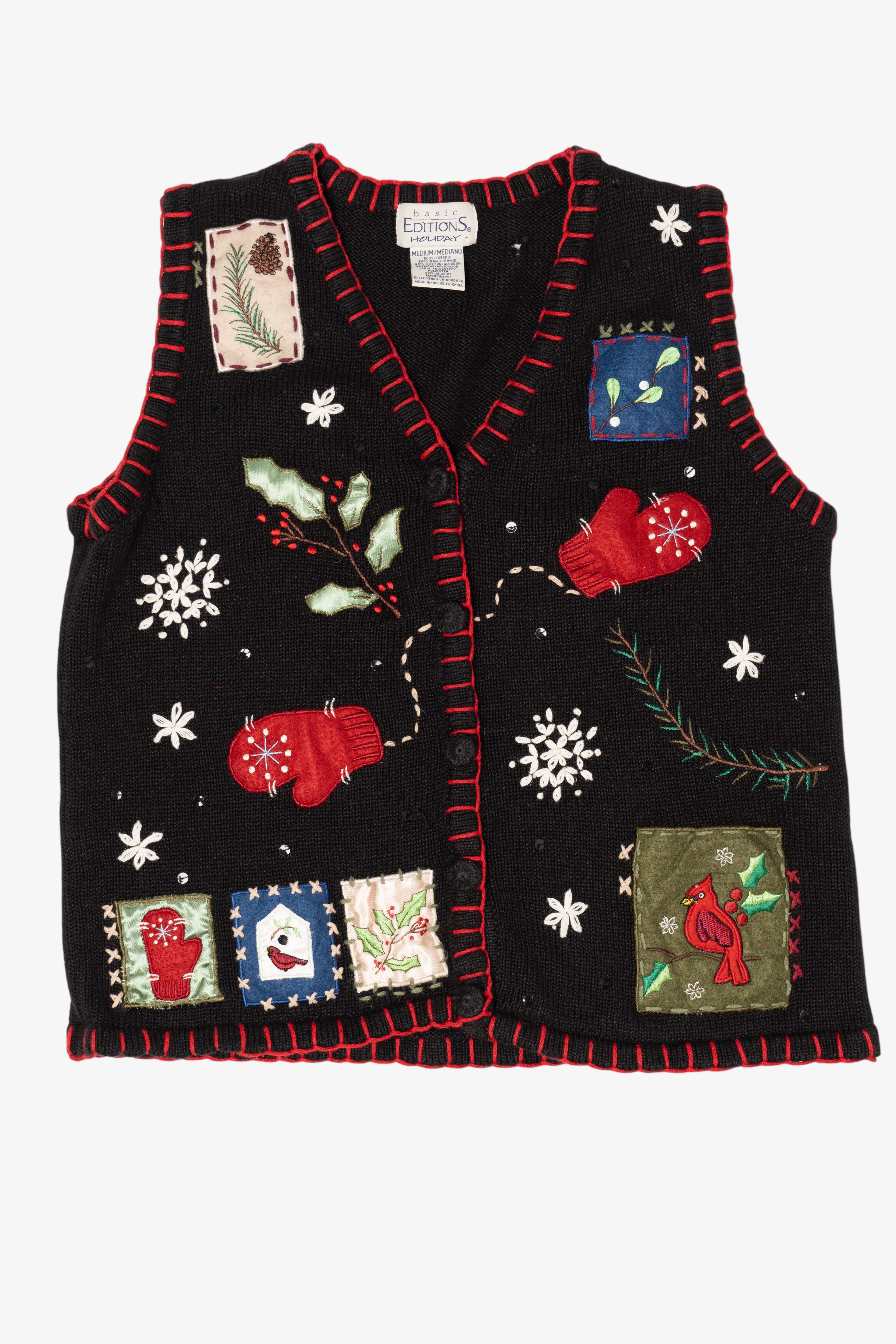 Vintage Black Basic Editions Ugly Christmas Vest (1990s)