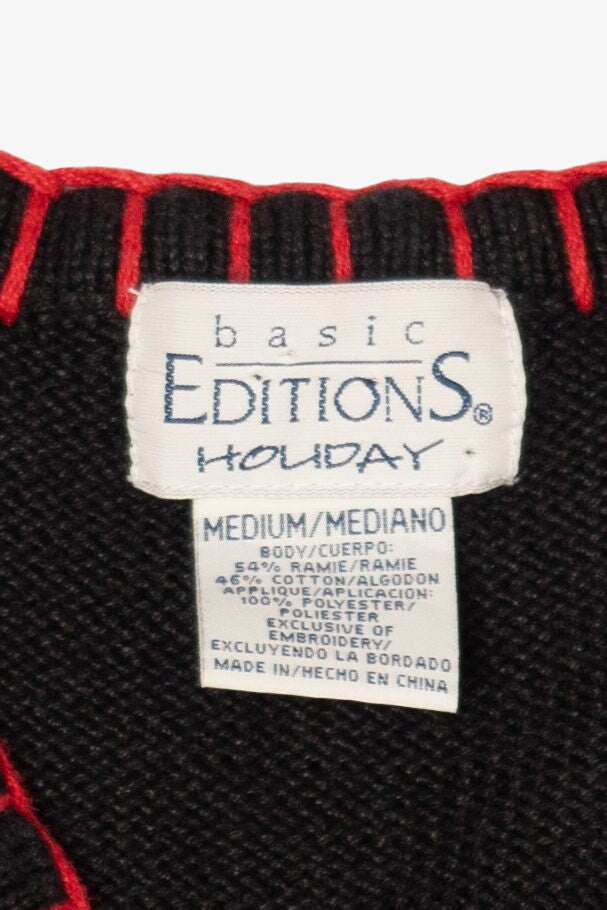 Vintage Black Basic Editions Ugly Christmas Vest (1990s)