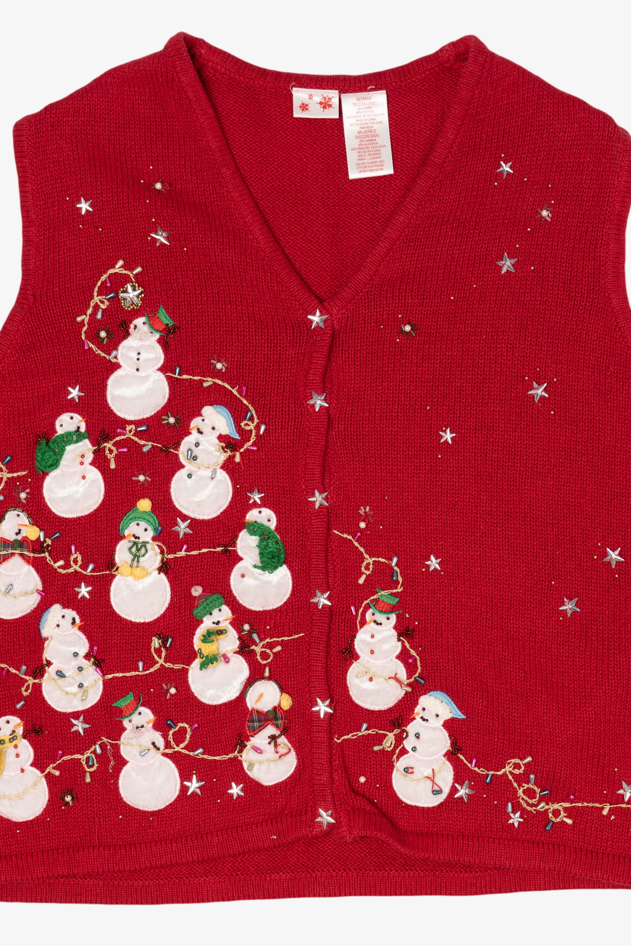 Vintage Red Snowmen Group Ugly Christmas Vest (2000s)