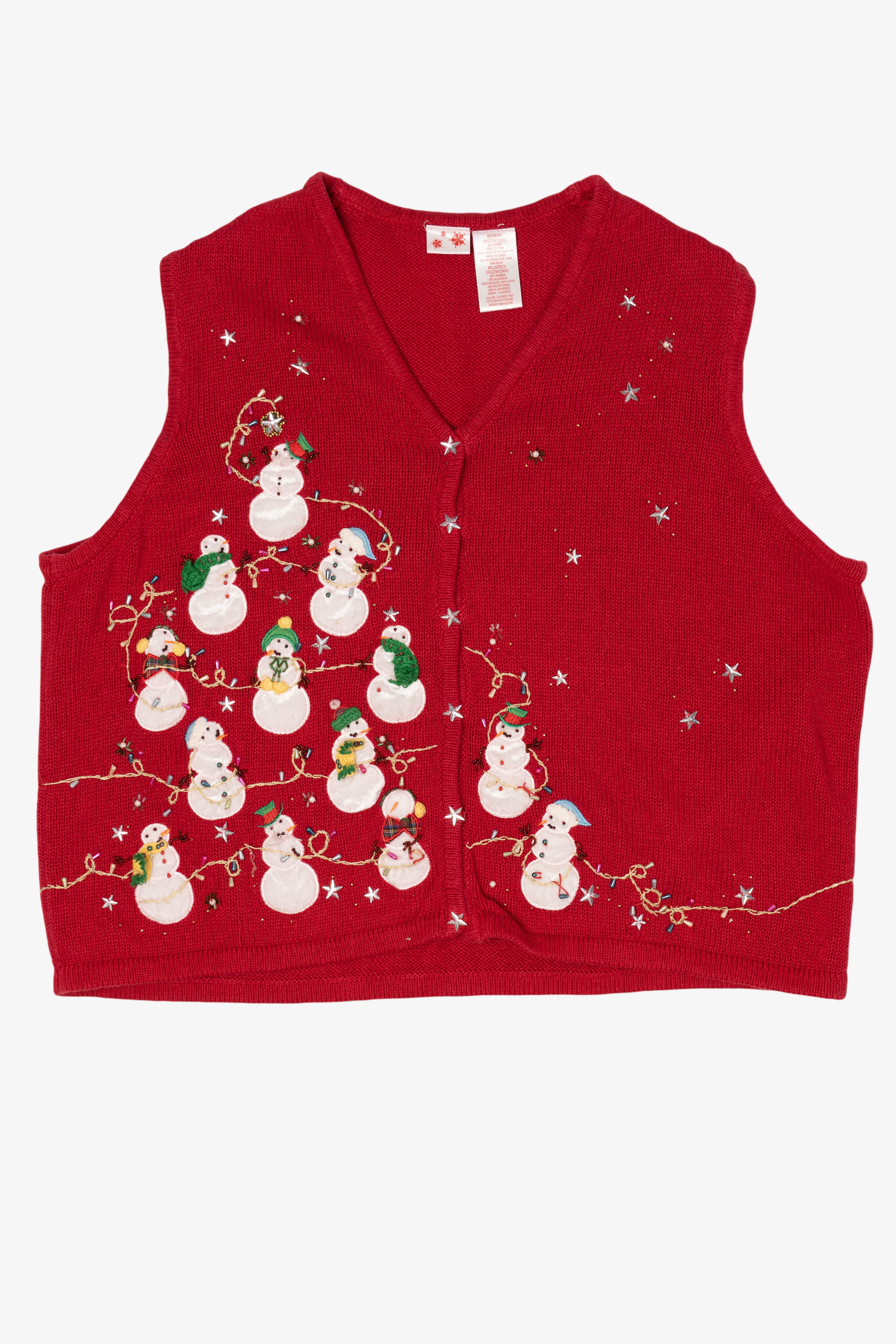 Vintage Red Snowmen Group Ugly Christmas Vest (2000s)