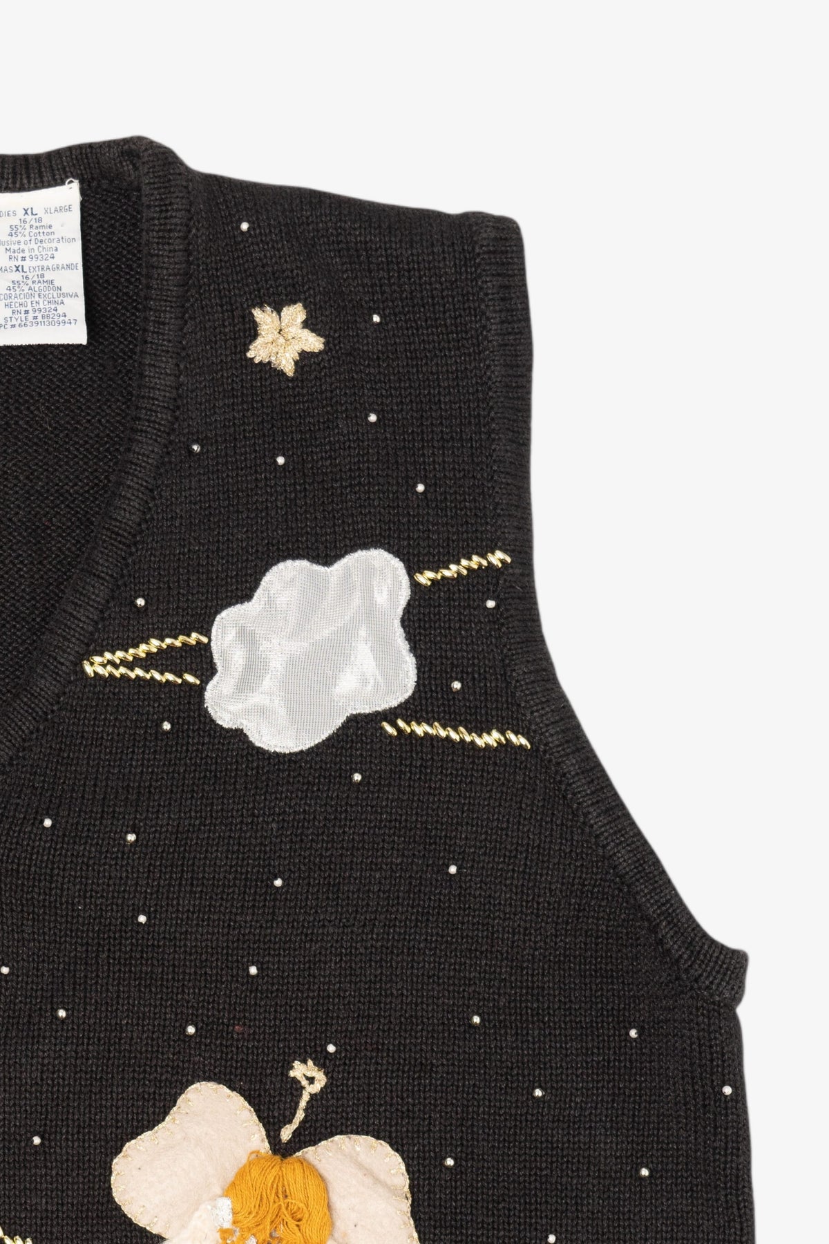 Vintage Black Bobbie Brooks Angels Ugly Christmas Vest (1990s)