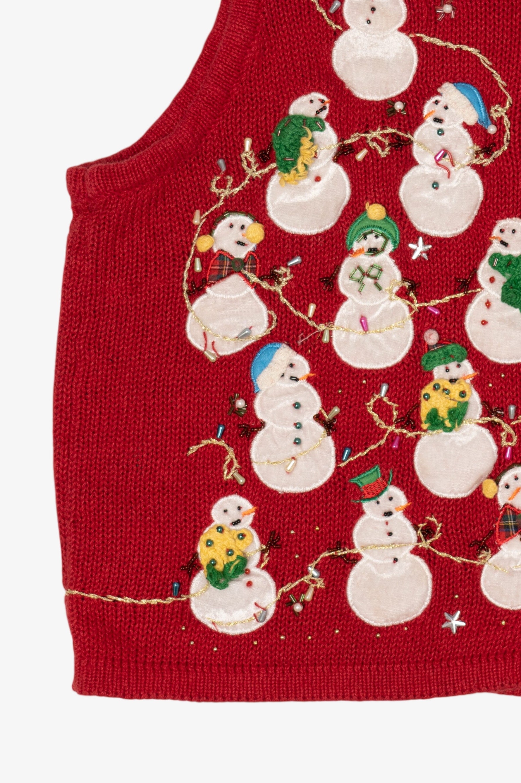 Vintage Red Snowmen Group Ugly Christmas Vest (2000s)