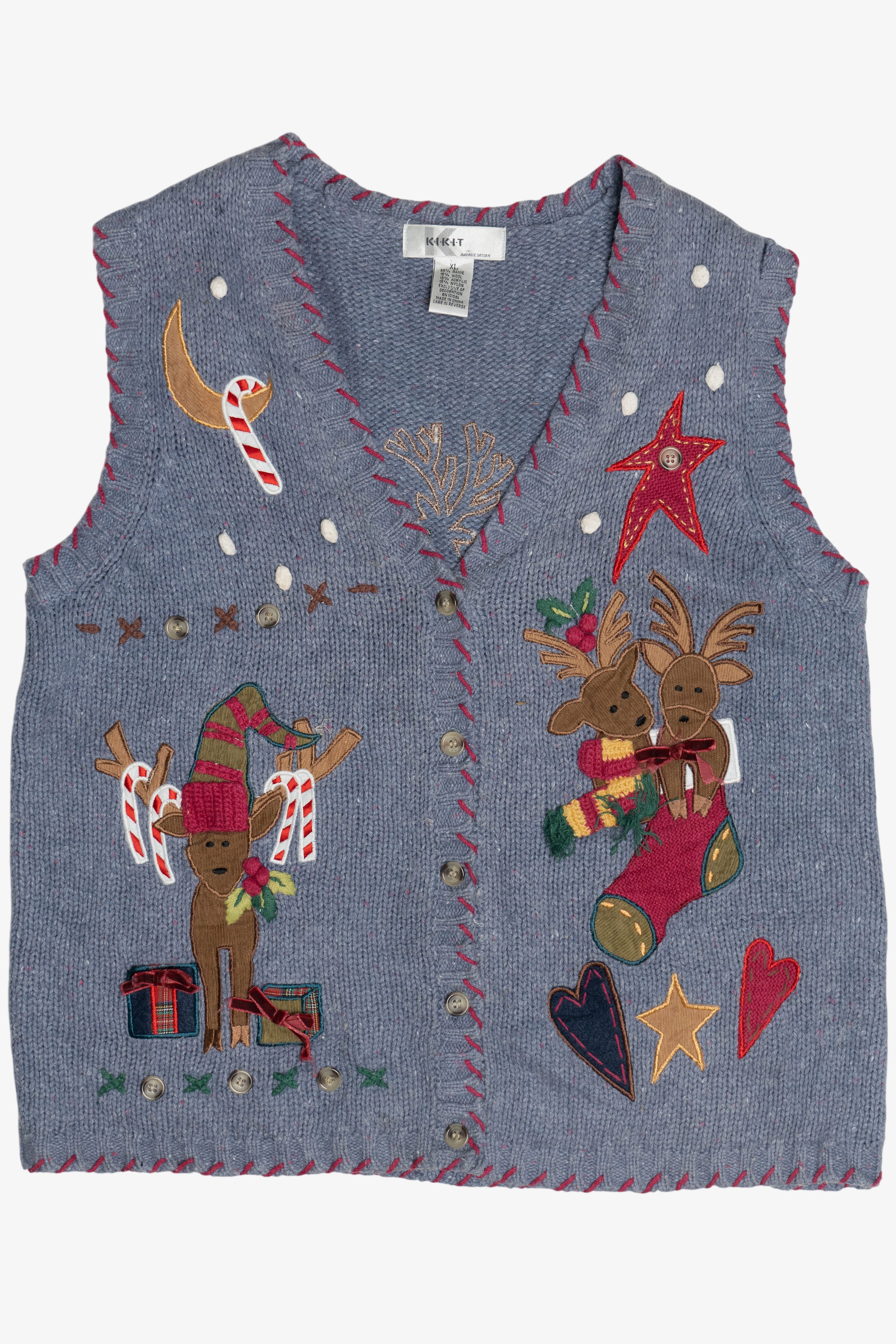 Vintage Cute Reindeer Ugly Christmas Vest (1990s)