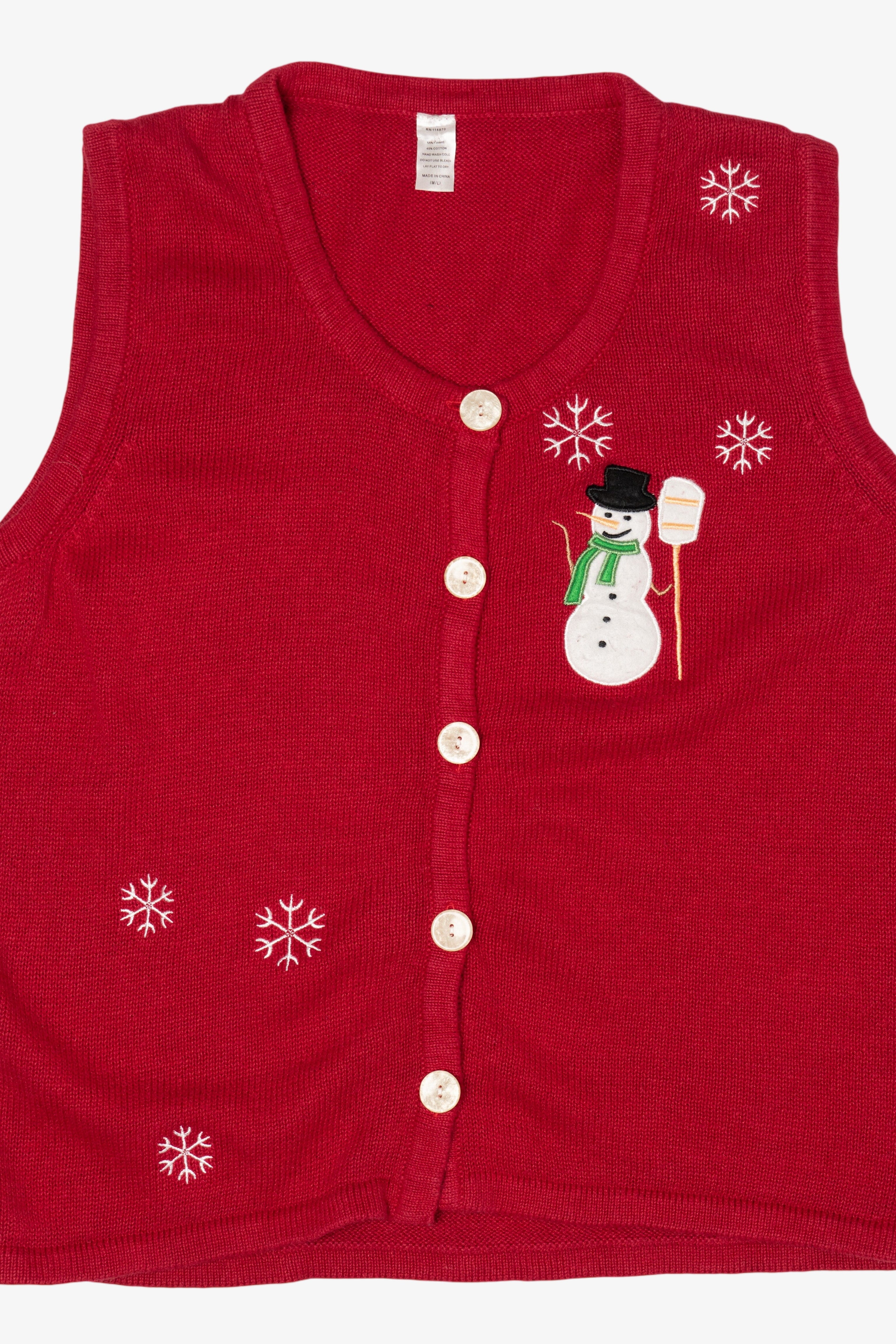 Vintage Red Snowmen Ugly Christmas Vest (2000s)