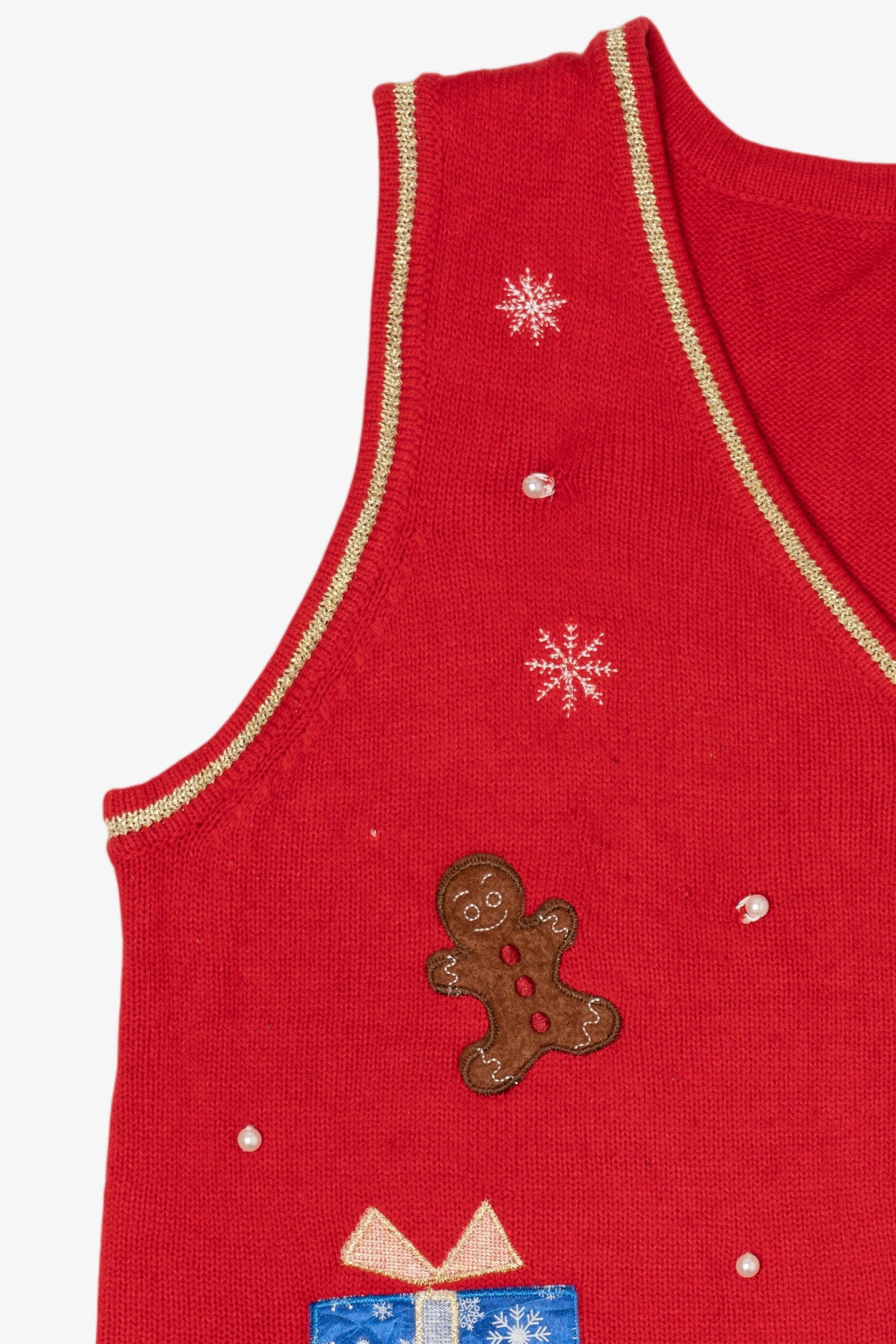 Vintage Red White Stag Snowman Ugly Christmas Vest (2000s)