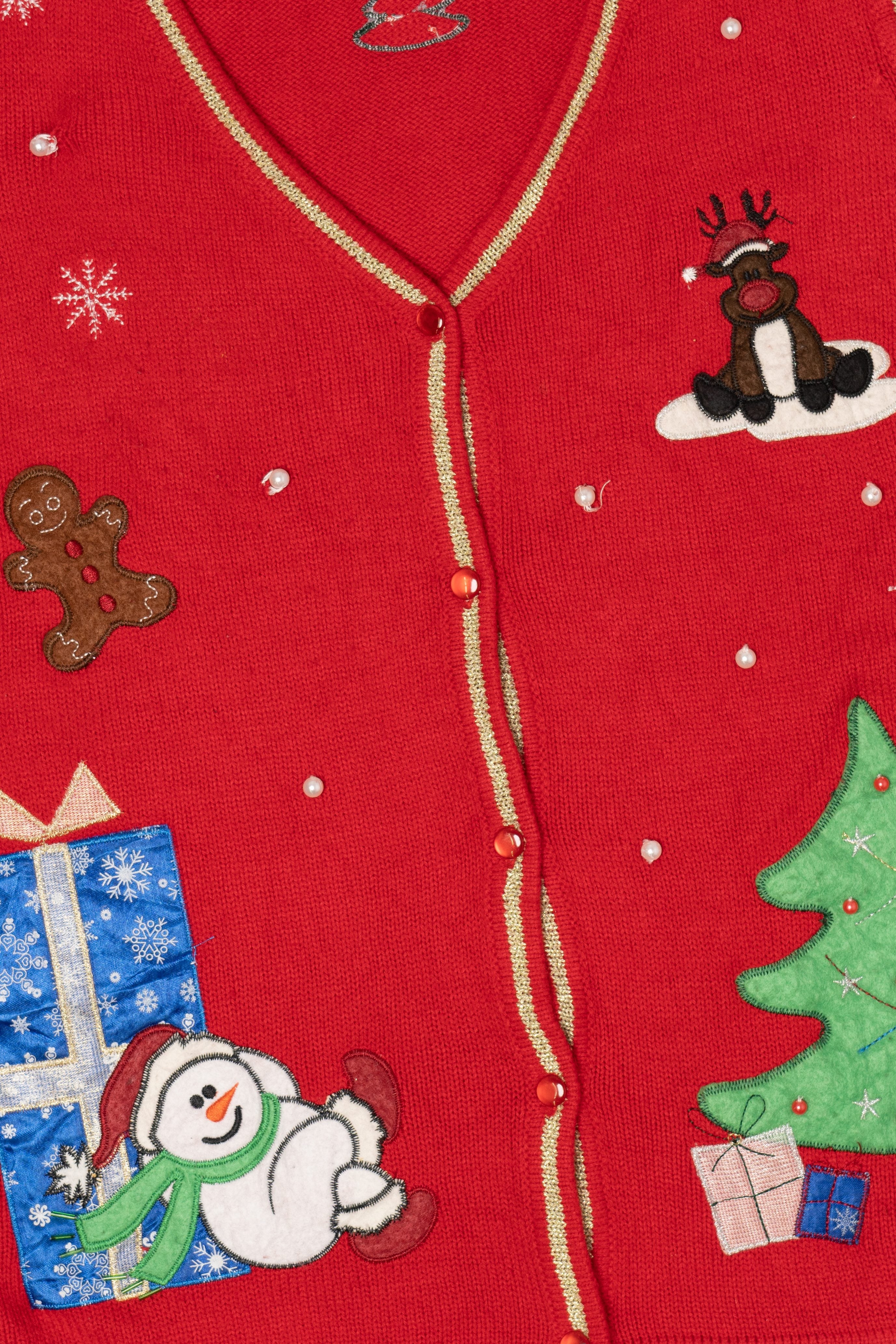 Vintage Red White Stag Snowman Ugly Christmas Vest (2000s)