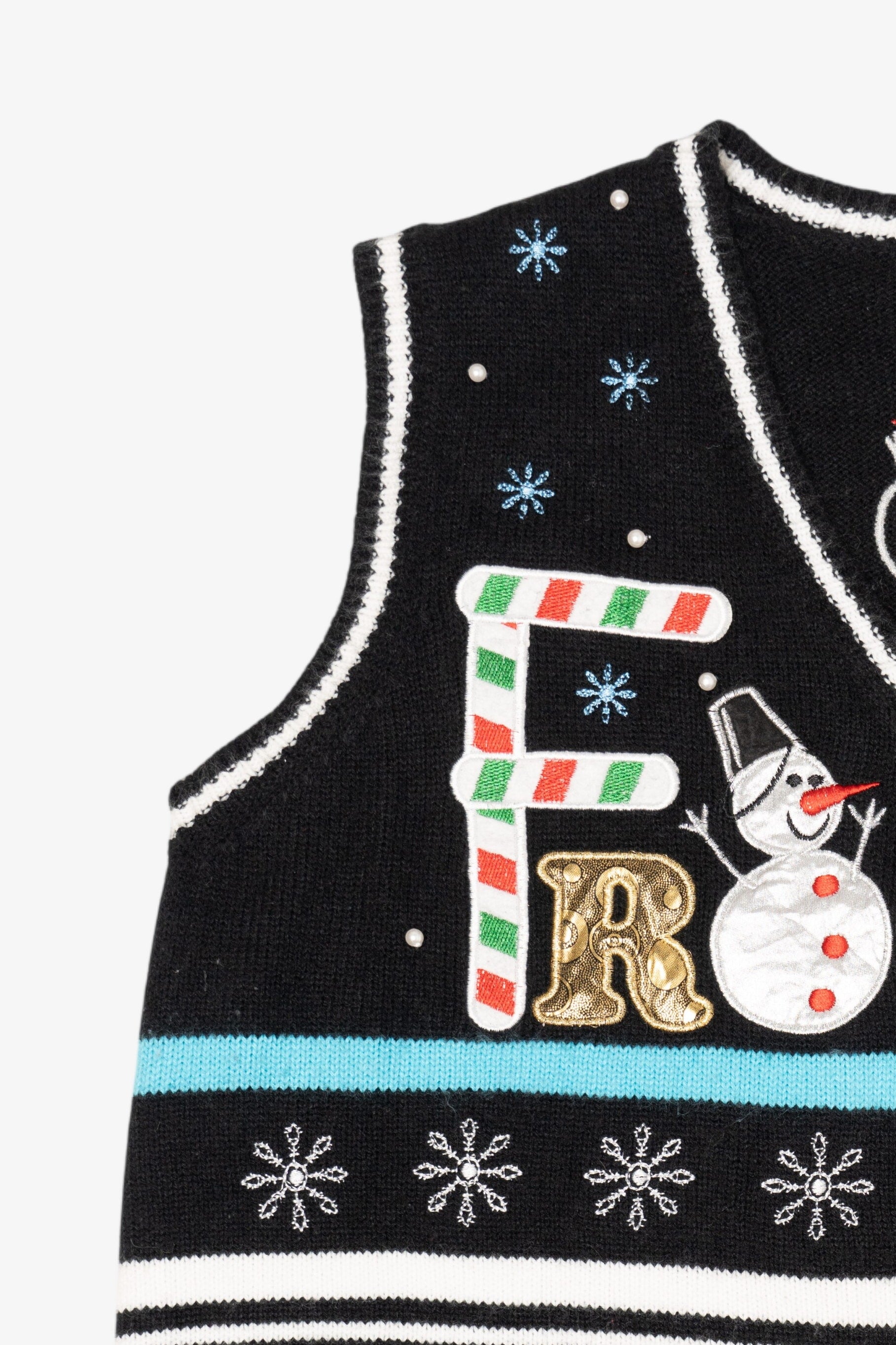 Vintage Black "Frosty" Snowmen Ugly Christmas Vest (2000s)