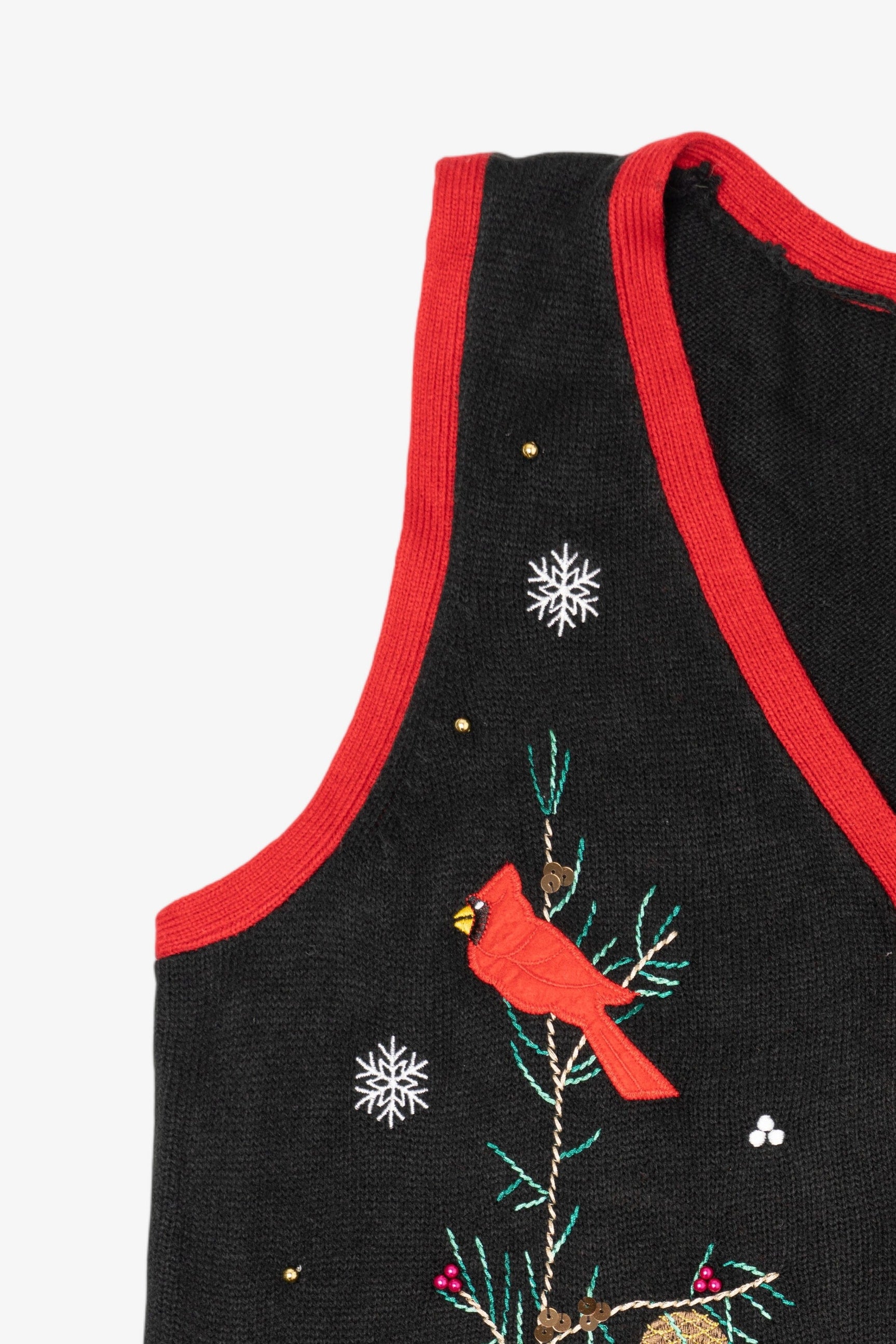 Vintage Black White Stag Cardinals Ugly Christmas Vest (2000s)