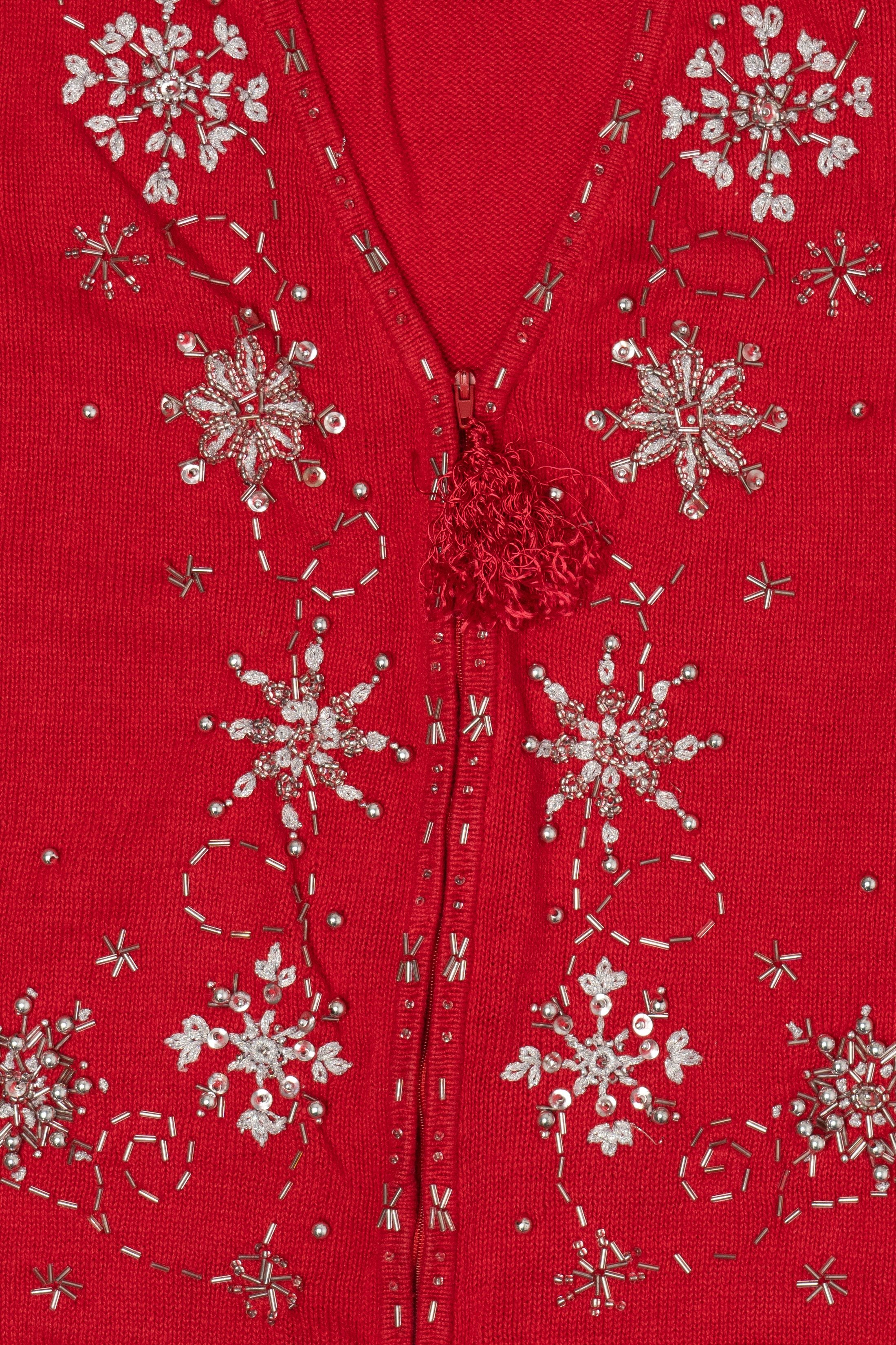 Vintage Red Designers Originals Studio Snowflakes Christmas Vest (1990s)