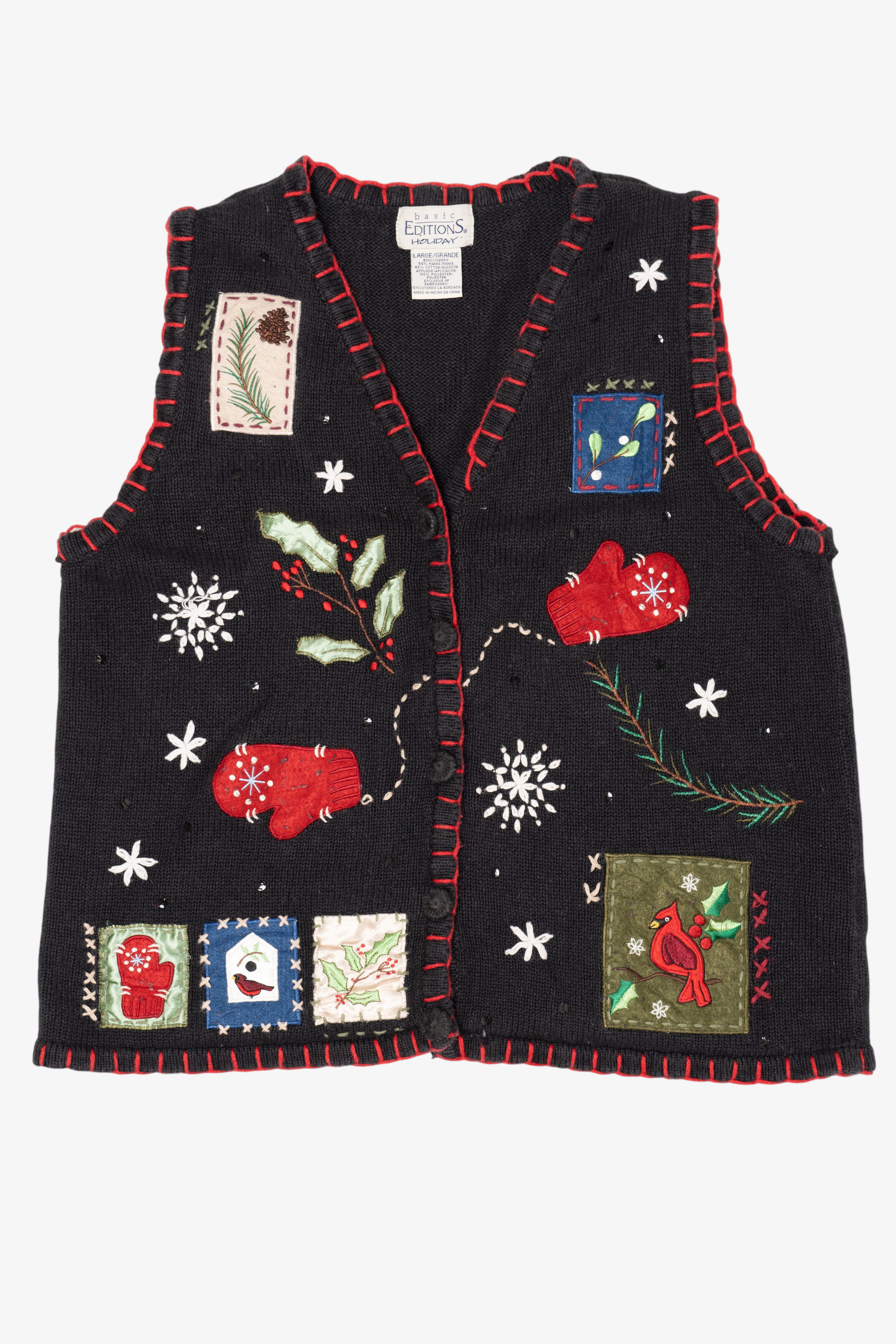 Vintage Black Basic Editions Ugly Christmas Vest (1990s)