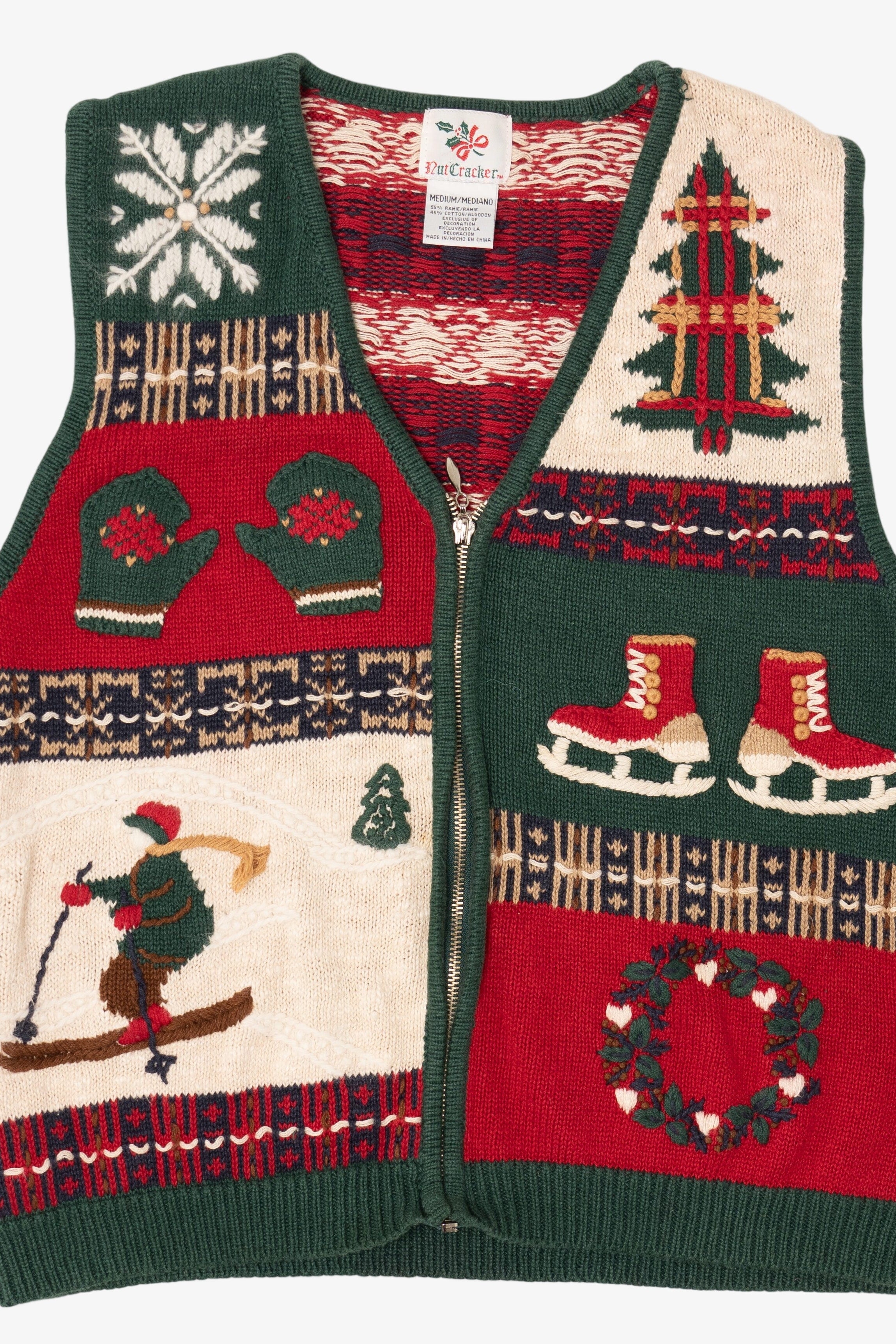 Vintage Red Nutcracker Ice Skating Ugly Christmas Vest (1990s)