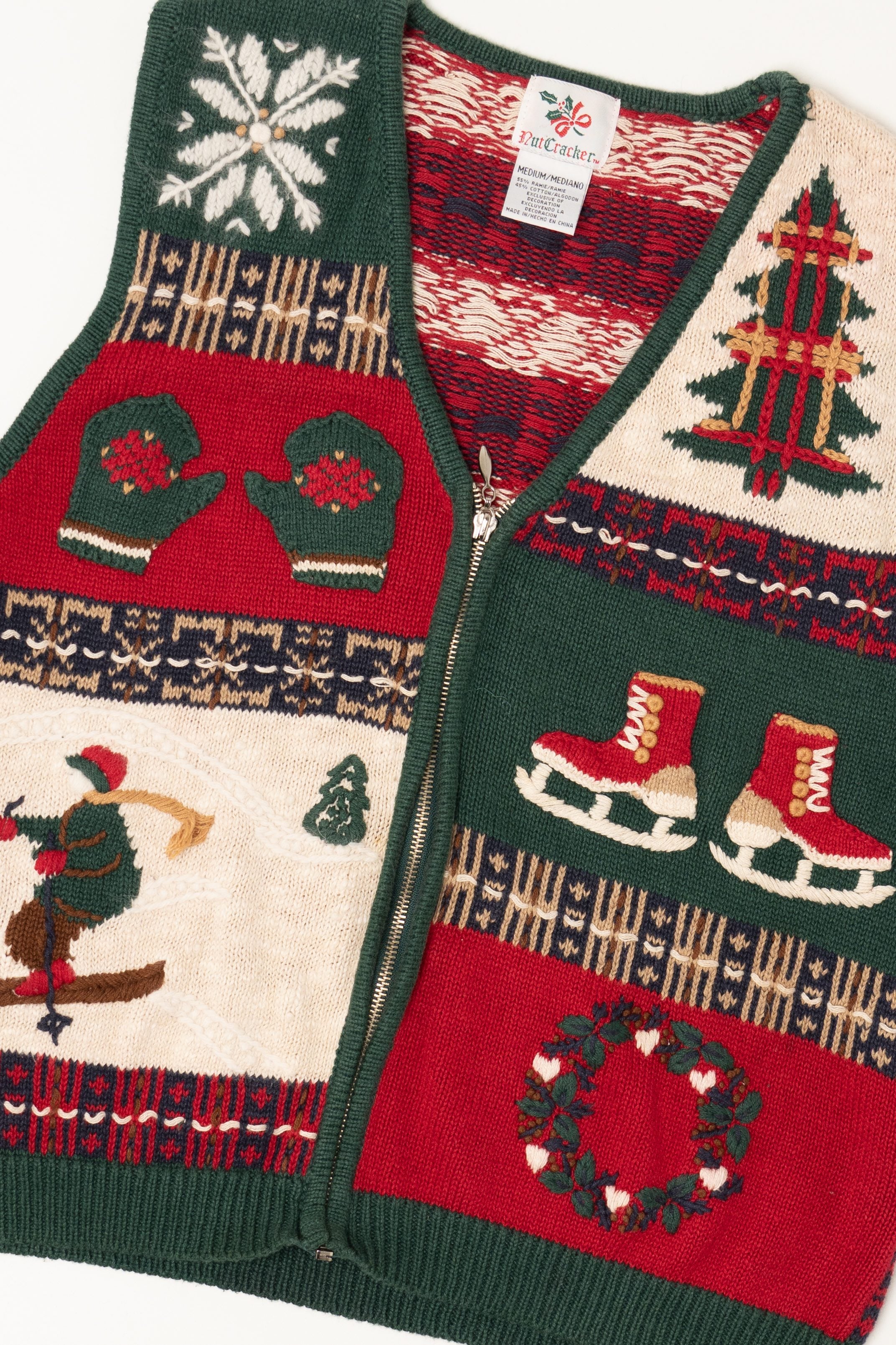 Vintage Red Nutcracker Ice Skating Ugly Christmas Vest (1990s)
