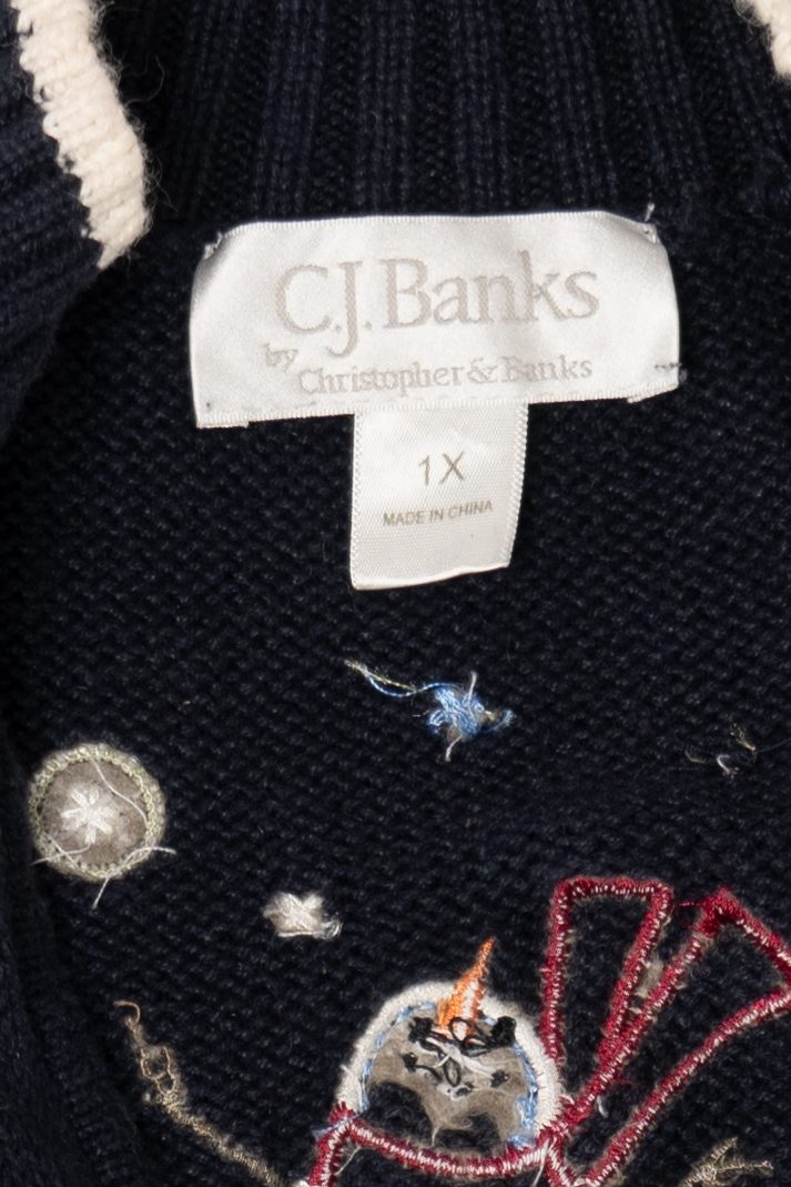 Vintage Black CJ Banks Snowmen Ugly Christmas Vest (2000s)