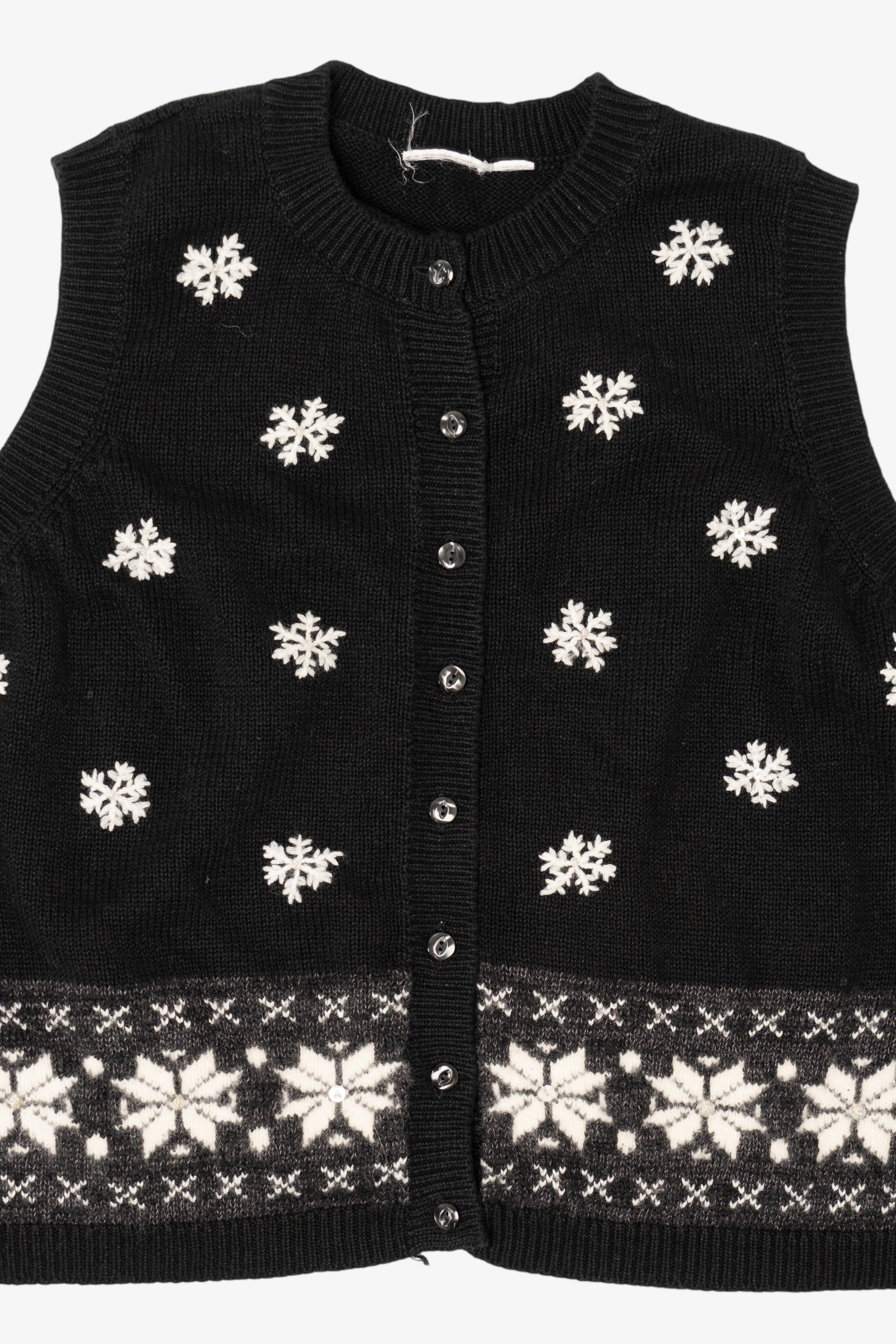 Vintage Black Snowflakes Ugly Christmas Vest (2000s)