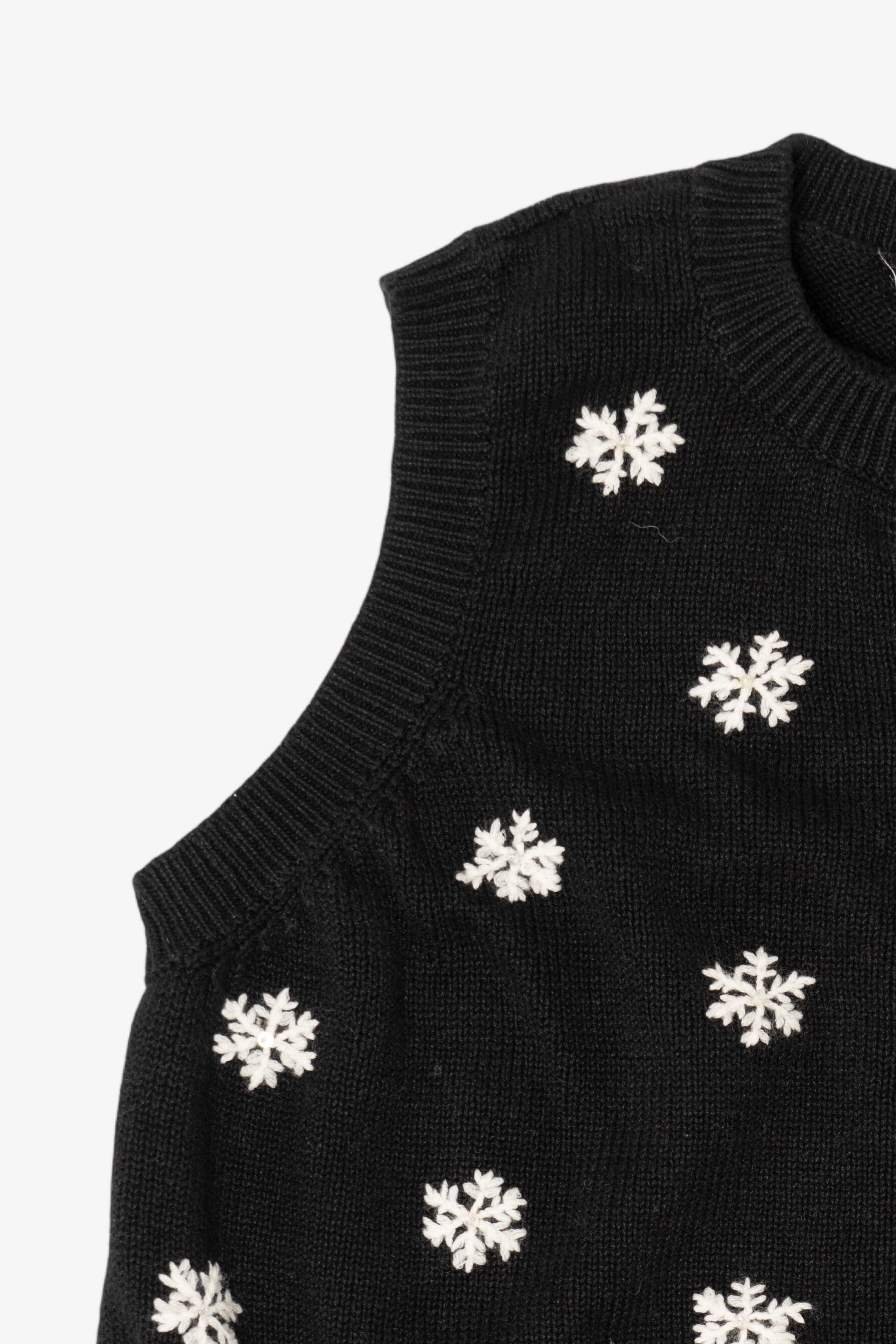 Vintage Black Snowflakes Ugly Christmas Vest (2000s)