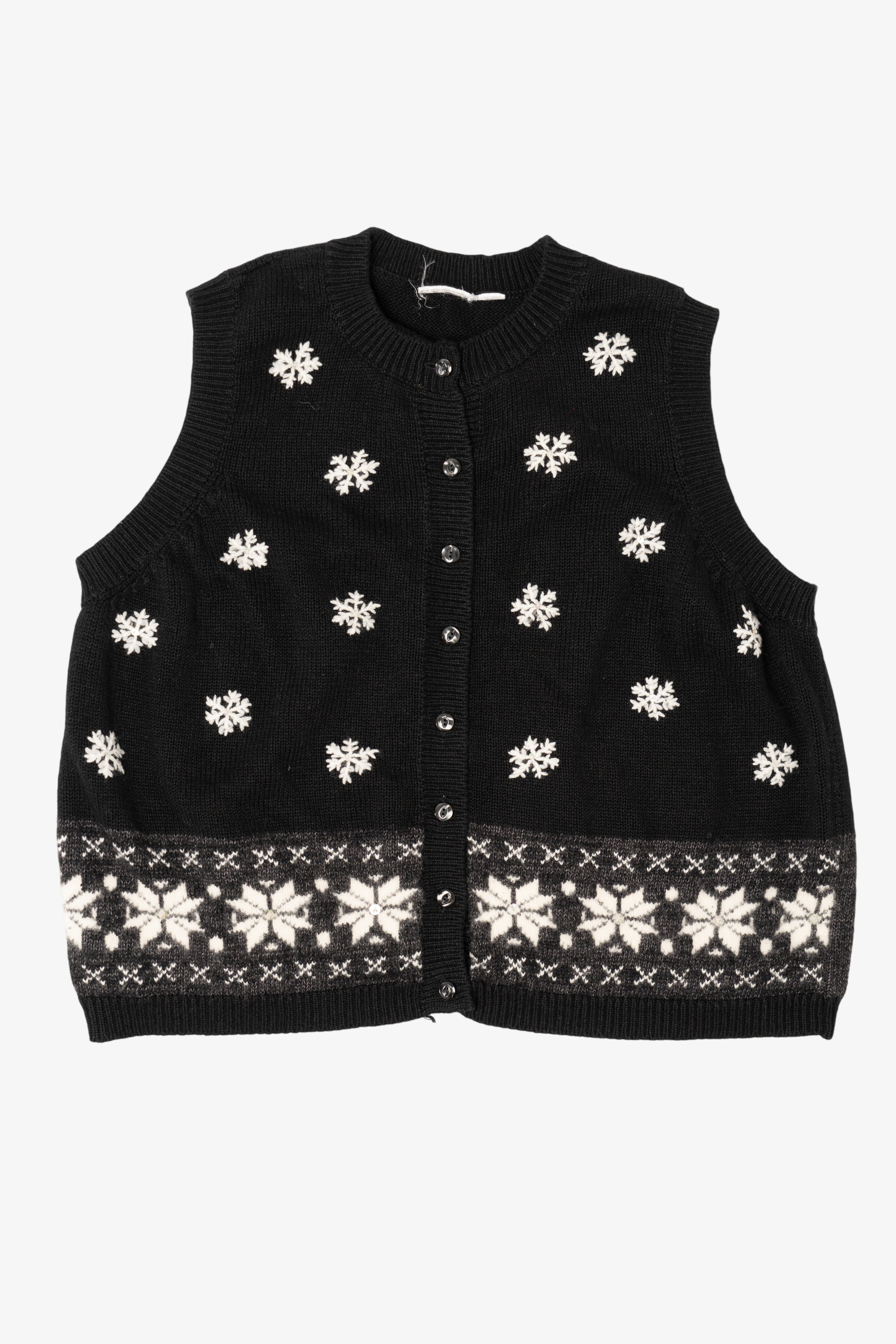 Vintage Black Snowflakes Ugly Christmas Vest (2000s)