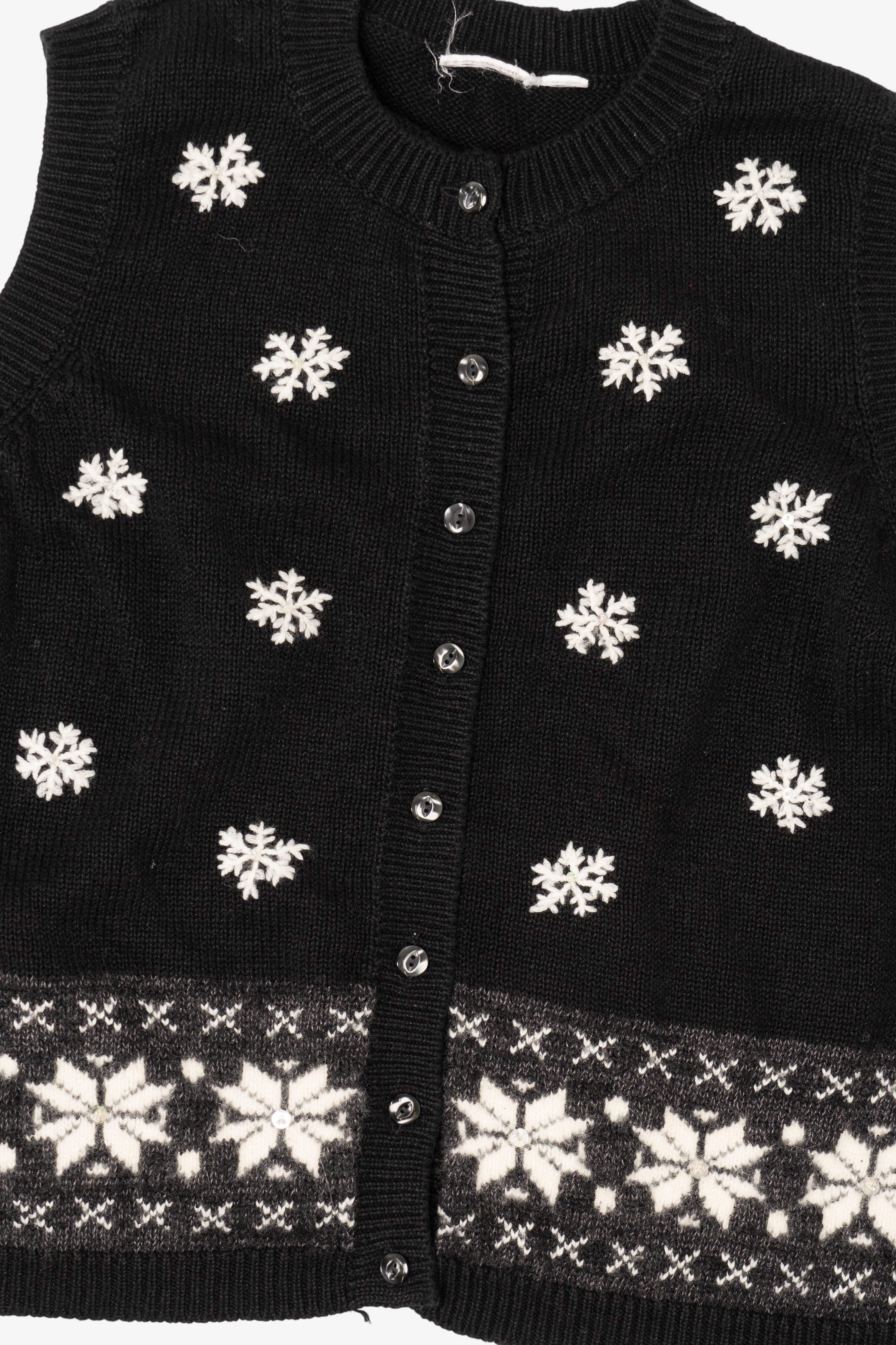 Vintage Black Snowflakes Ugly Christmas Vest (2000s)
