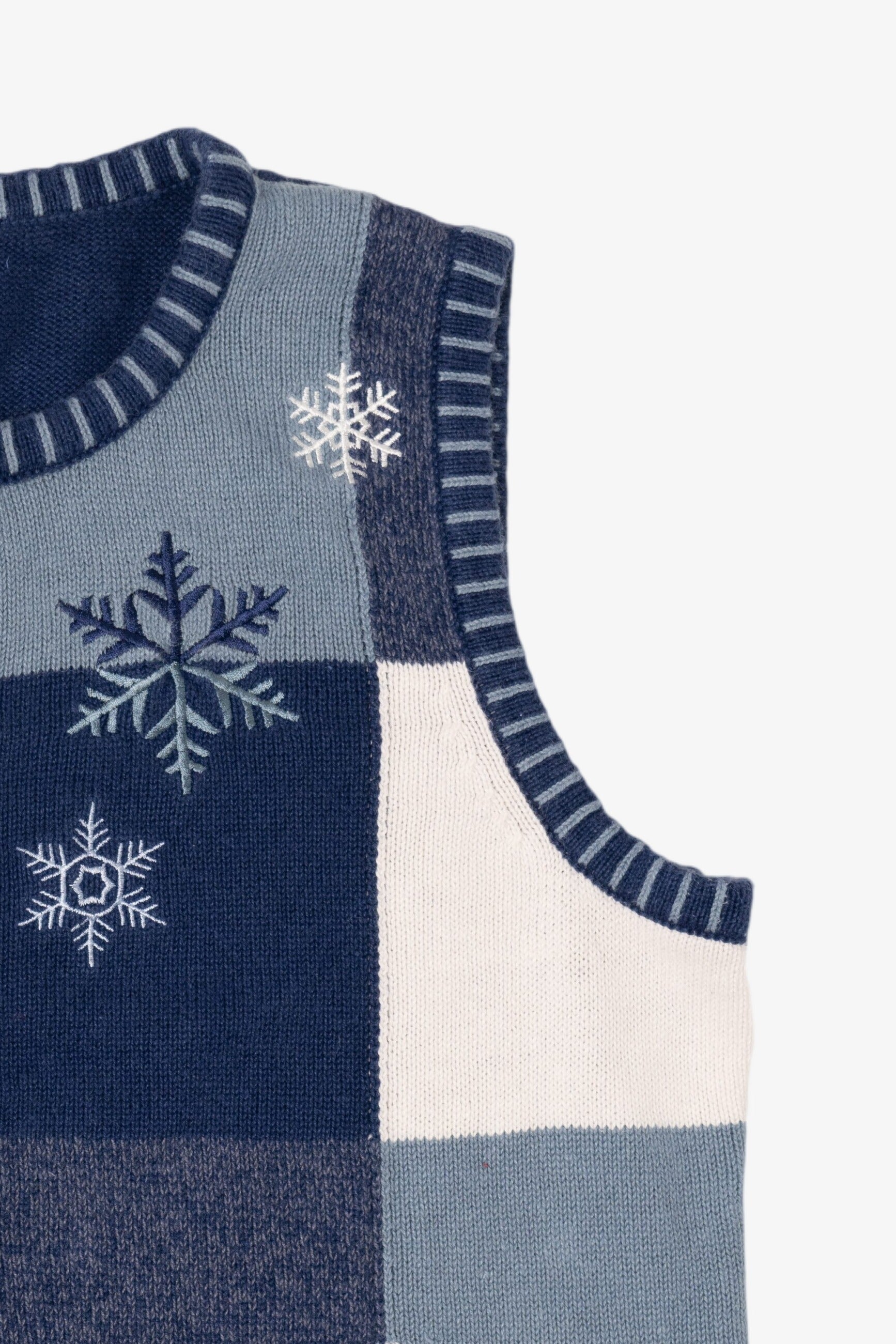 Vintage Blue Crystal Kobe Snowflakes Ugly Christmas Vest (2000s)