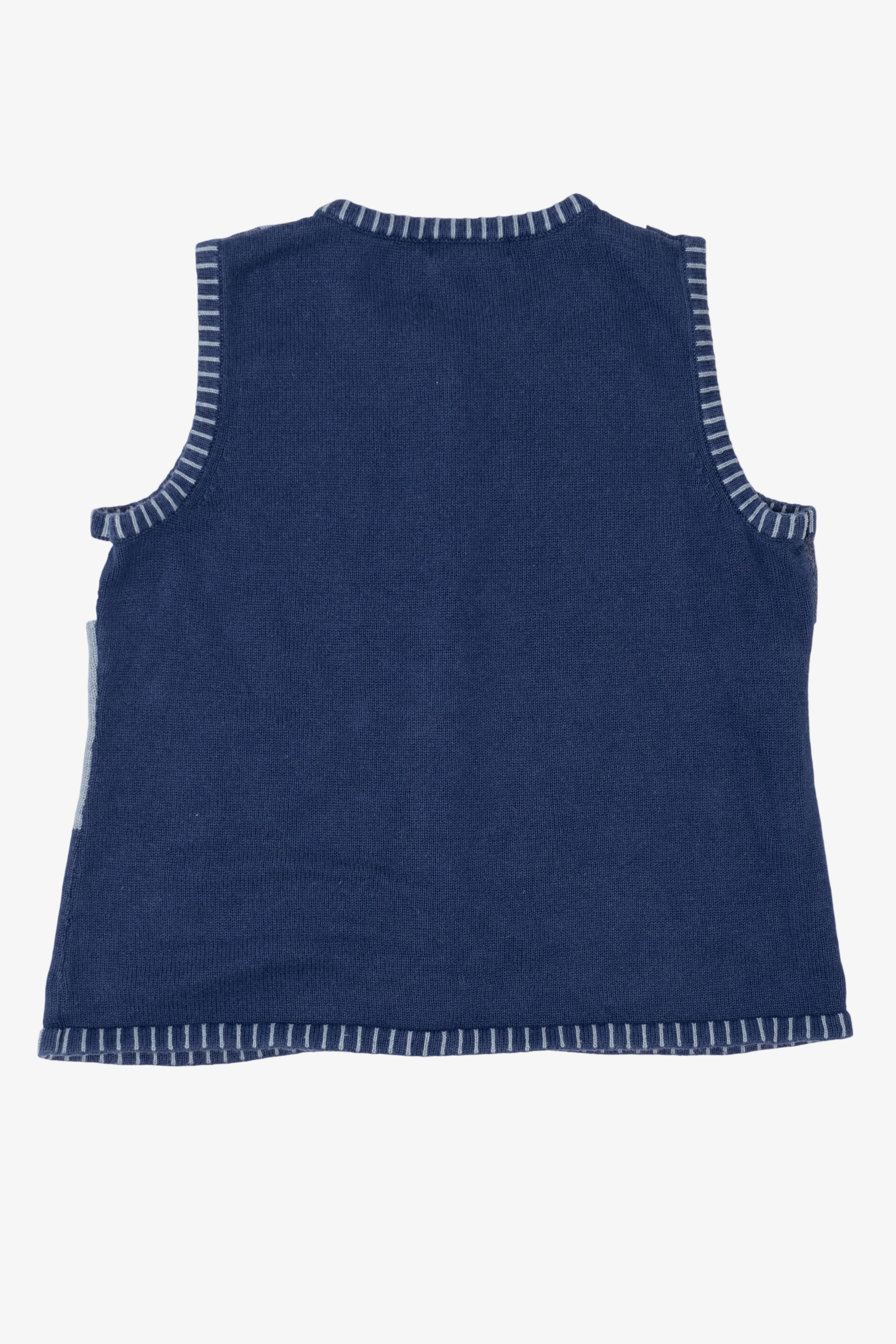 Vintage Blue Crystal Kobe Snowflakes Ugly Christmas Vest (2000s)