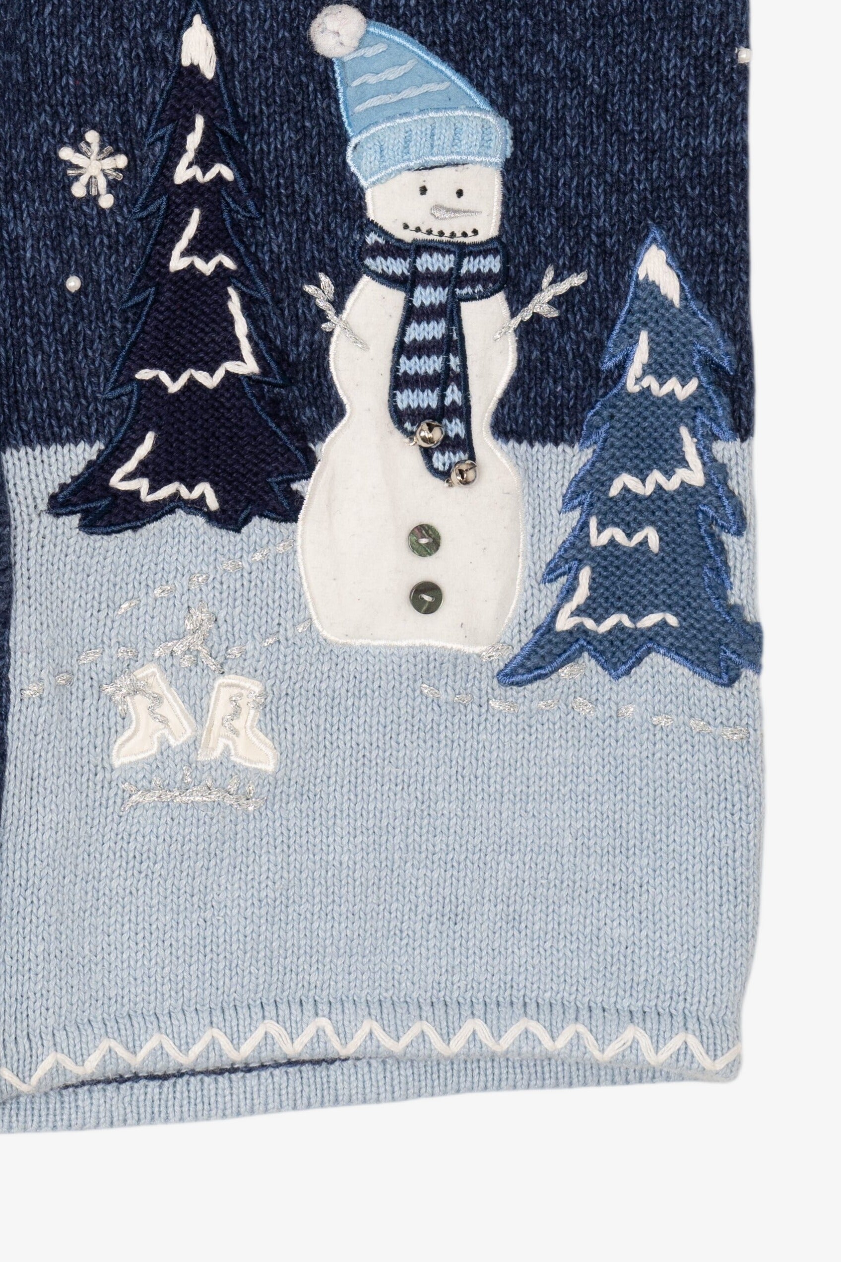 Vintage Blue White Stag Snowmen Ugly Christmas Vest (2000s)