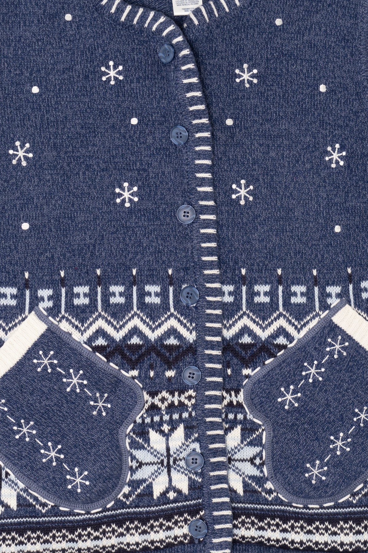 Vintage Blue Classic Elements Mitten Pockets Ugly Christmas Vest (2000s)