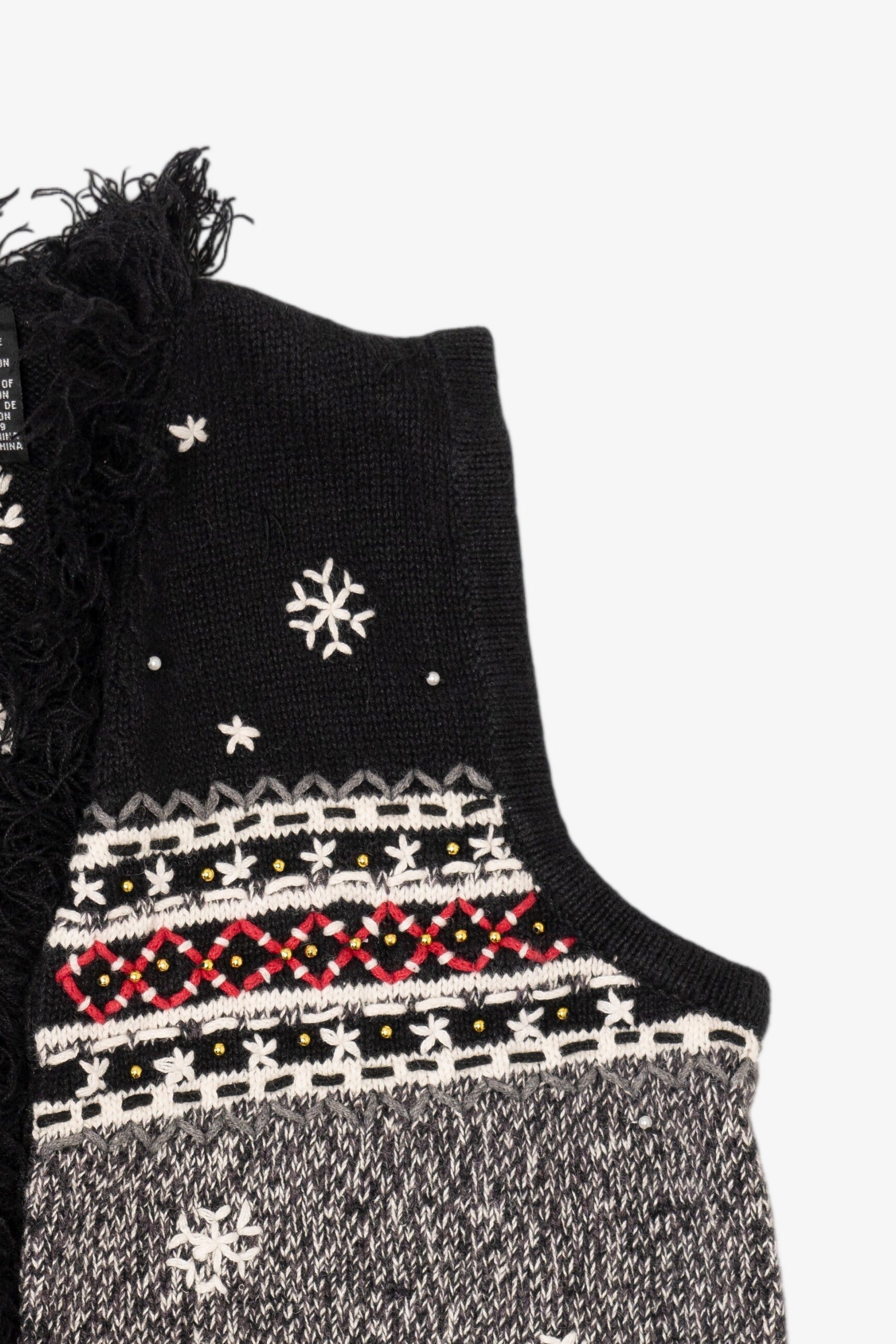 Vintage Black Skating Snowmen Ugly Christmas Vest (2000s)