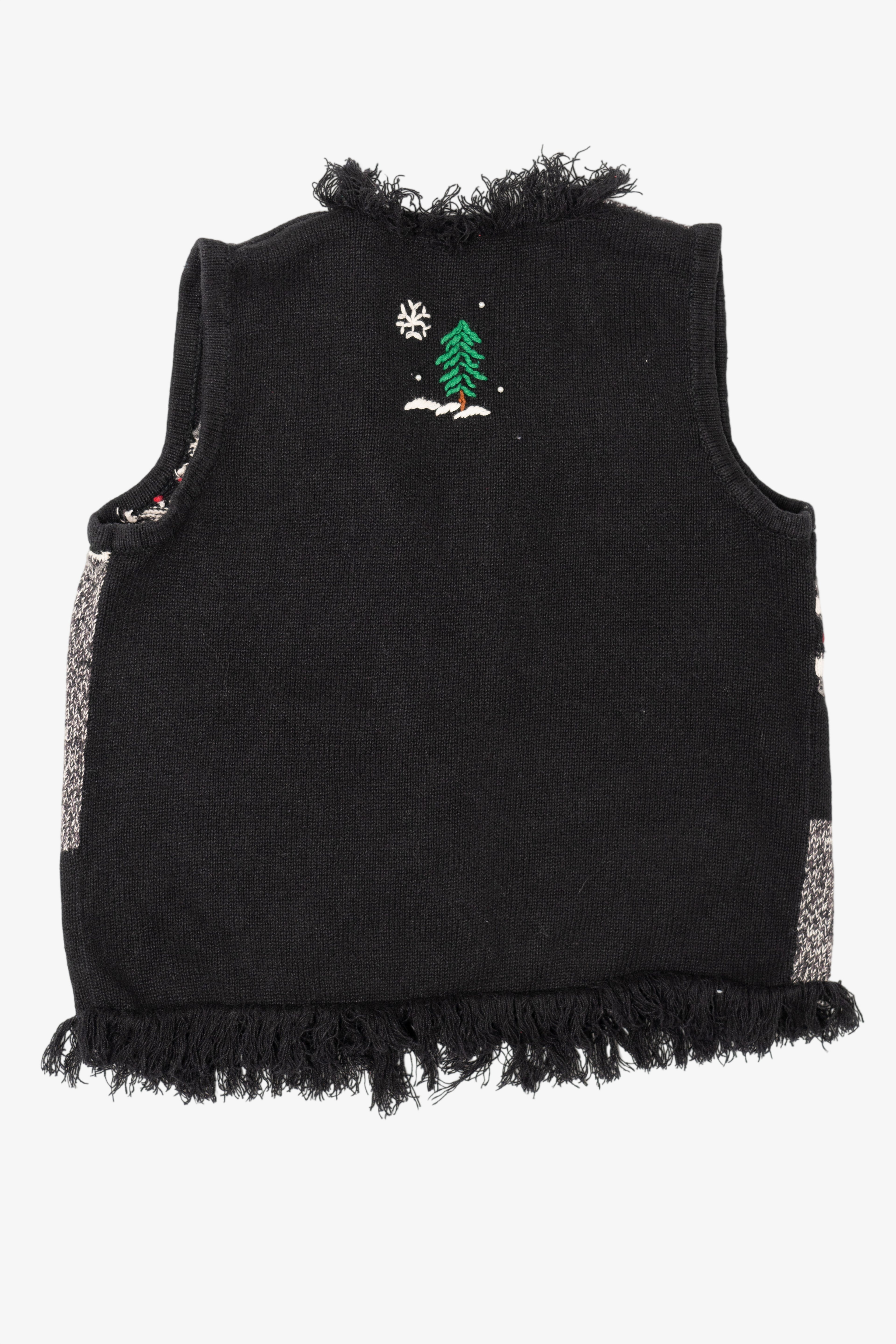 Vintage Black Skating Snowmen Ugly Christmas Vest (2000s)