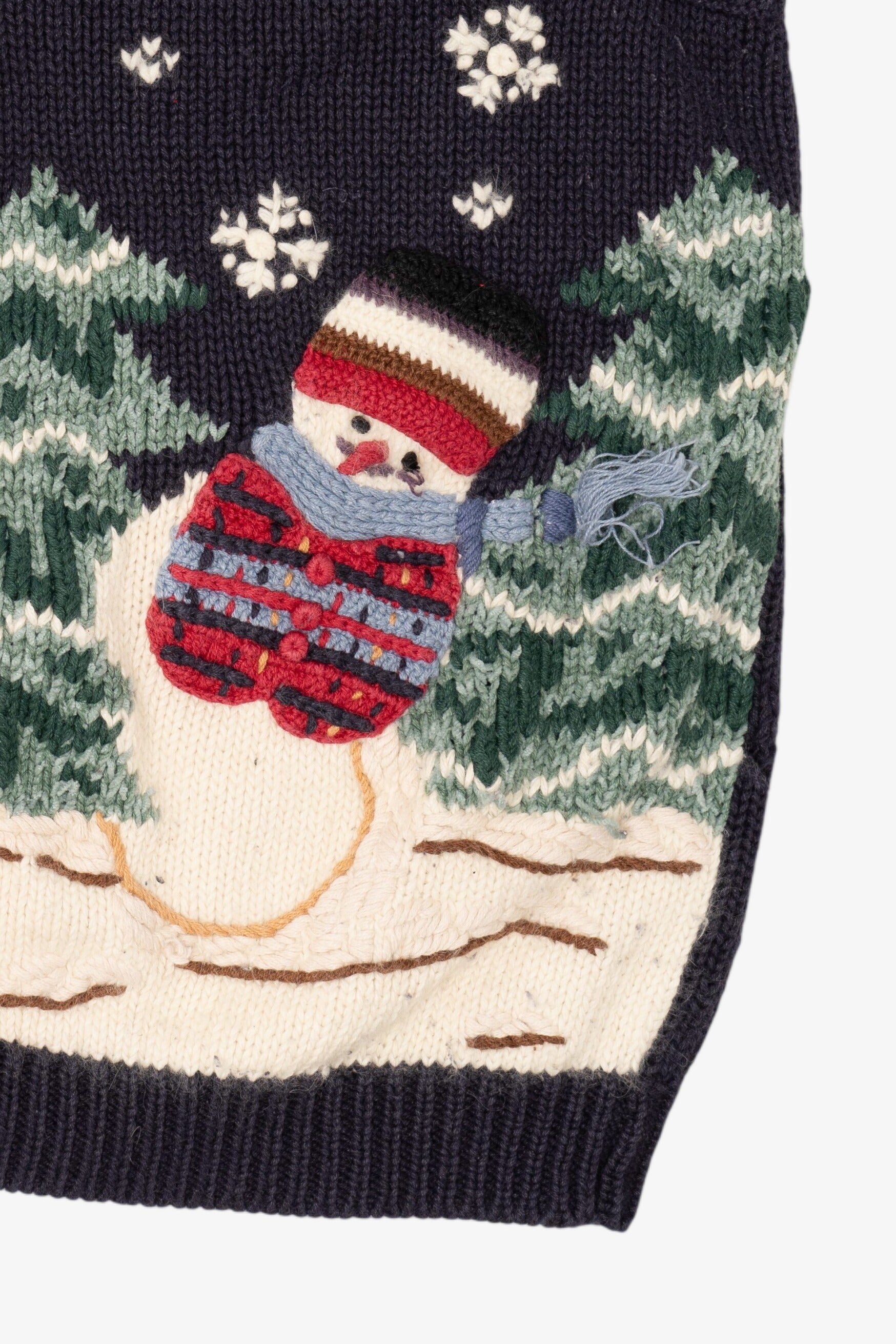 Vintage Navy Blue Northcrest Snowmen Ugly Christmas Vest (1990s)