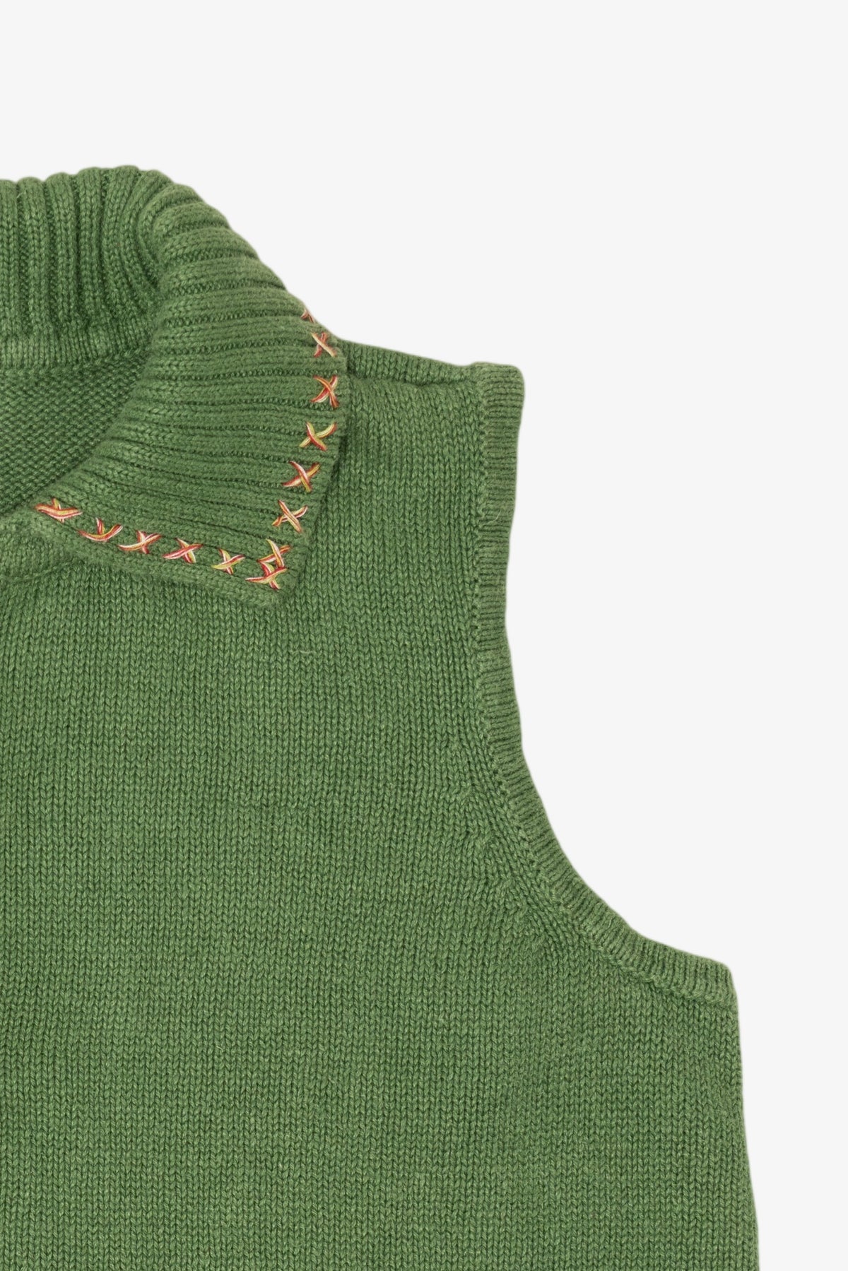 Vintage Green Hand Embroidered Christopher & Banks Trees Ugly Christmas Vest (1990s)