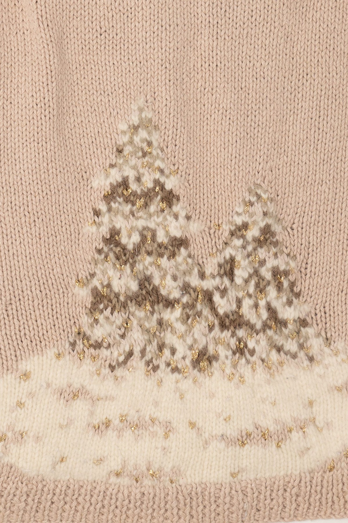 Vintage Hand Knit Beige Marisa Christina Landscape Ugly Christmas Vest (1990s)
