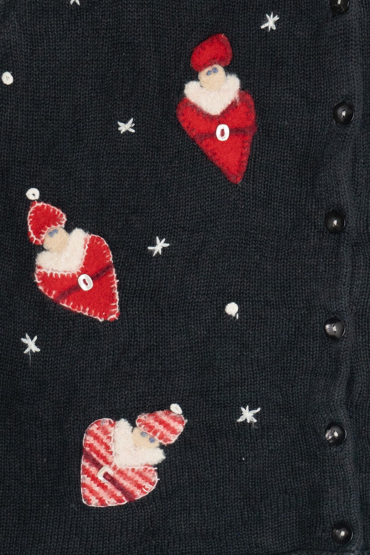 Vintage Susan Bristol Hand Embroidered Felted Santas Ugly Christmas Sweater (2000s)