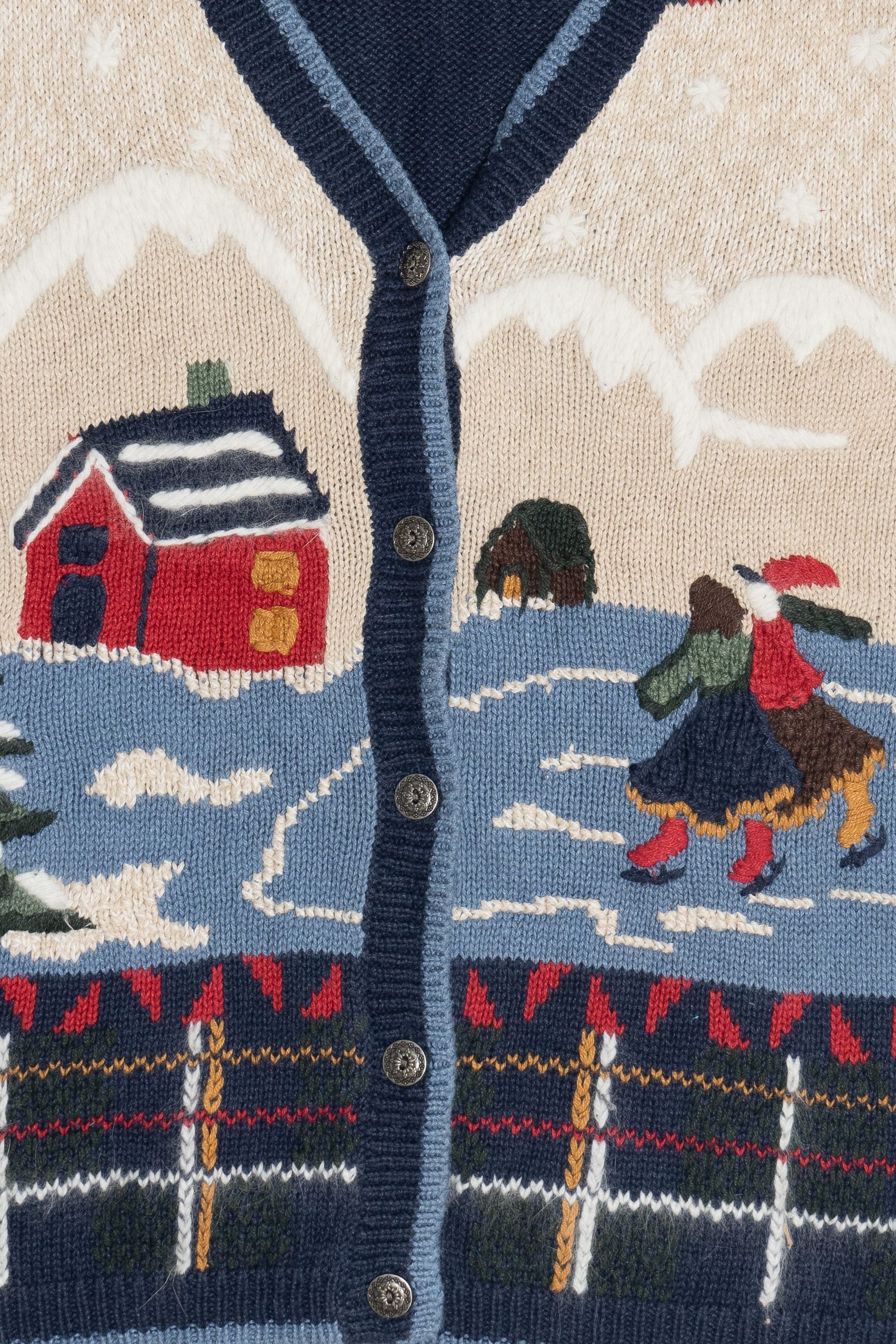 Vintage Snowy Winter Scene Ugly Christmas Sweater (1990s)