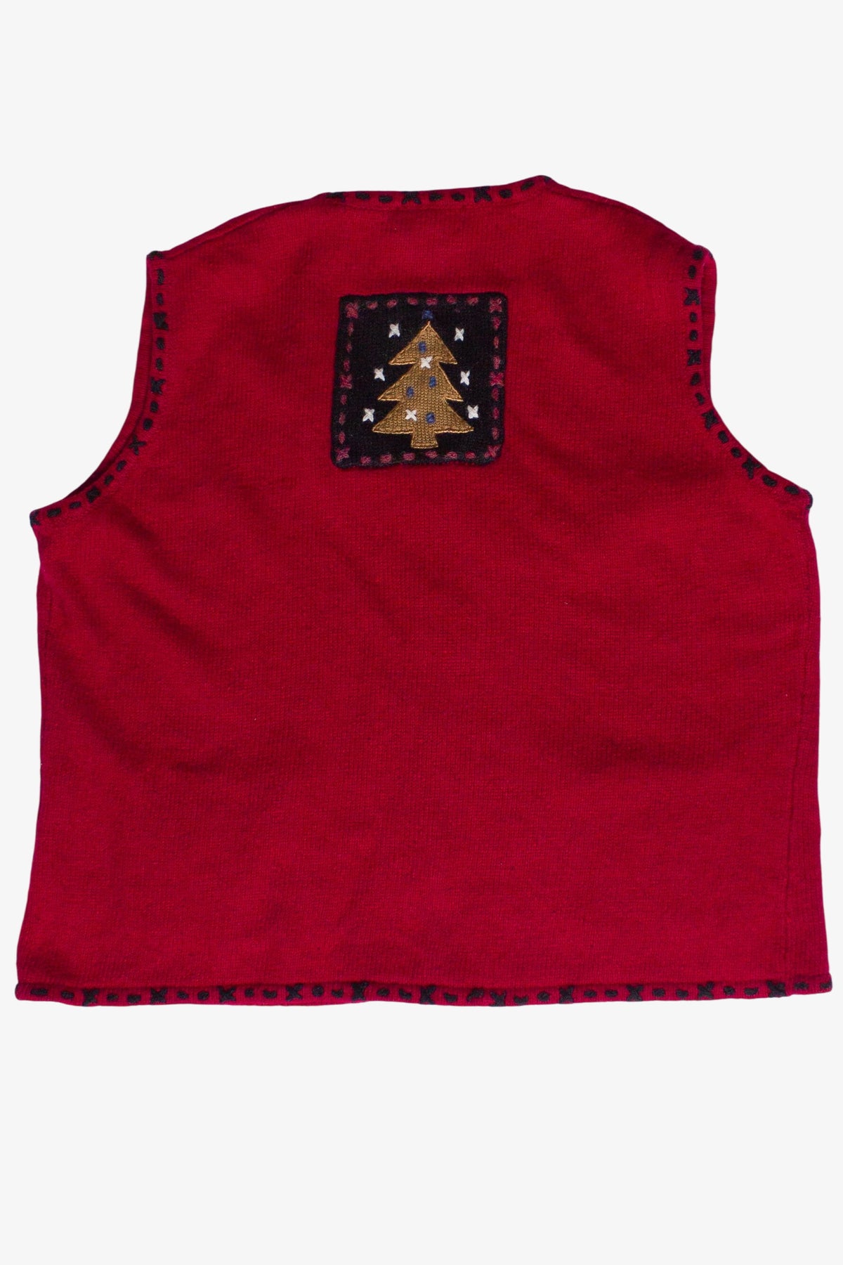 Vintage Snowman Tree Patch Pockets Coldwater Creek Ugly Christmas Vest