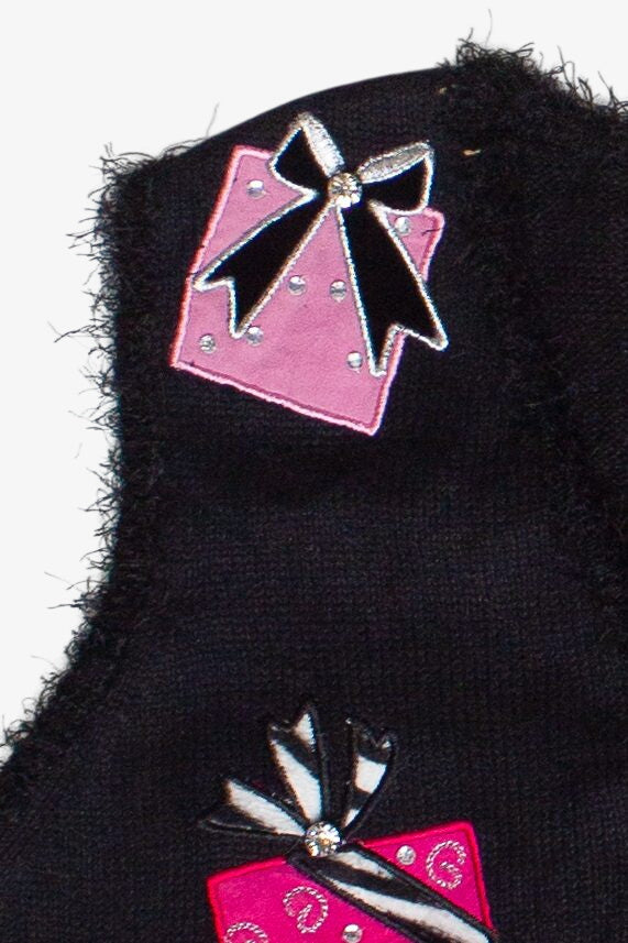 Vintage Y2K Bedazzled Pink Presents Ugly Christmas Sweater Vest