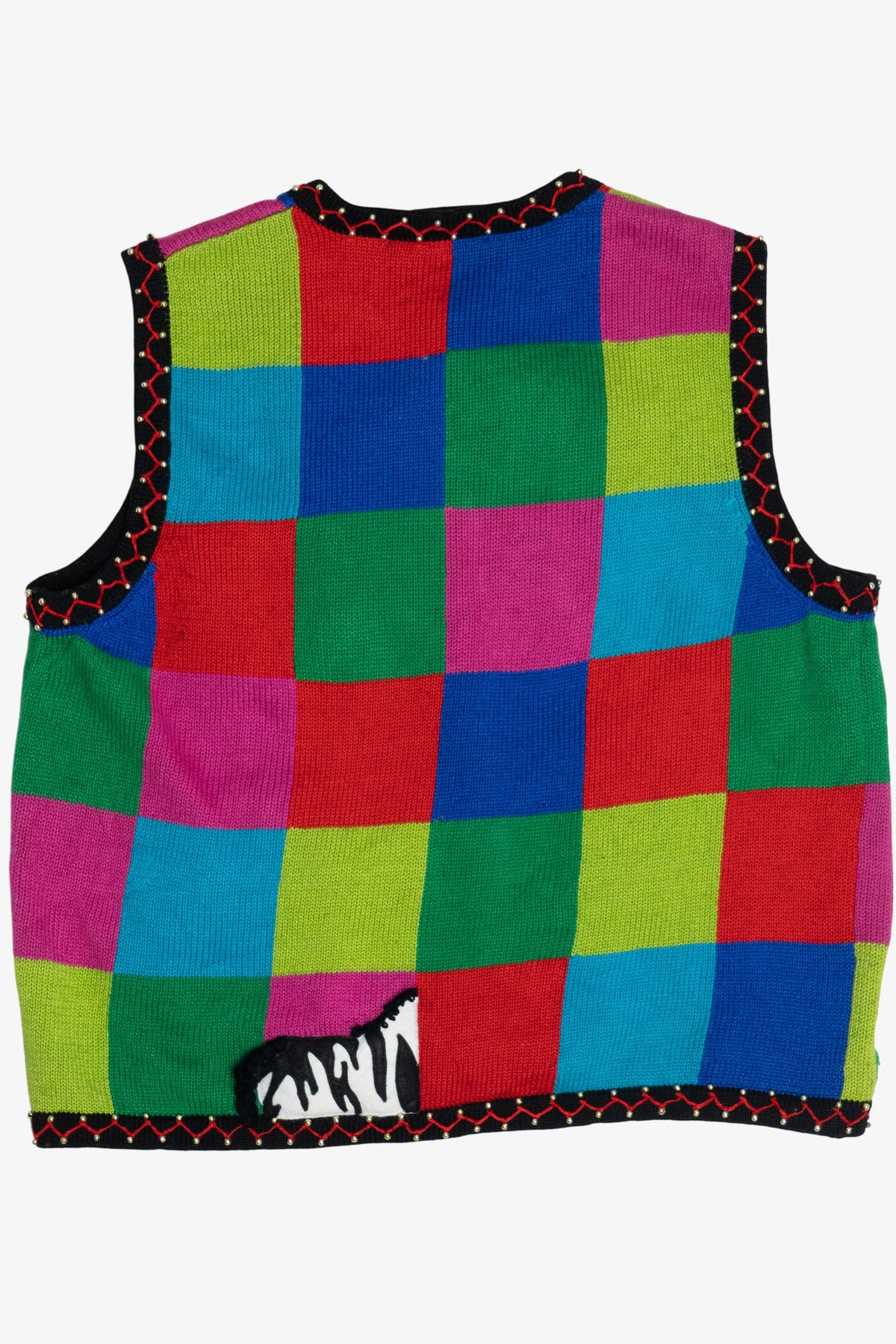Vintage Christine Rotelli Zoo Animals & Candy Canes Ugly Christmas Vest (1990s)