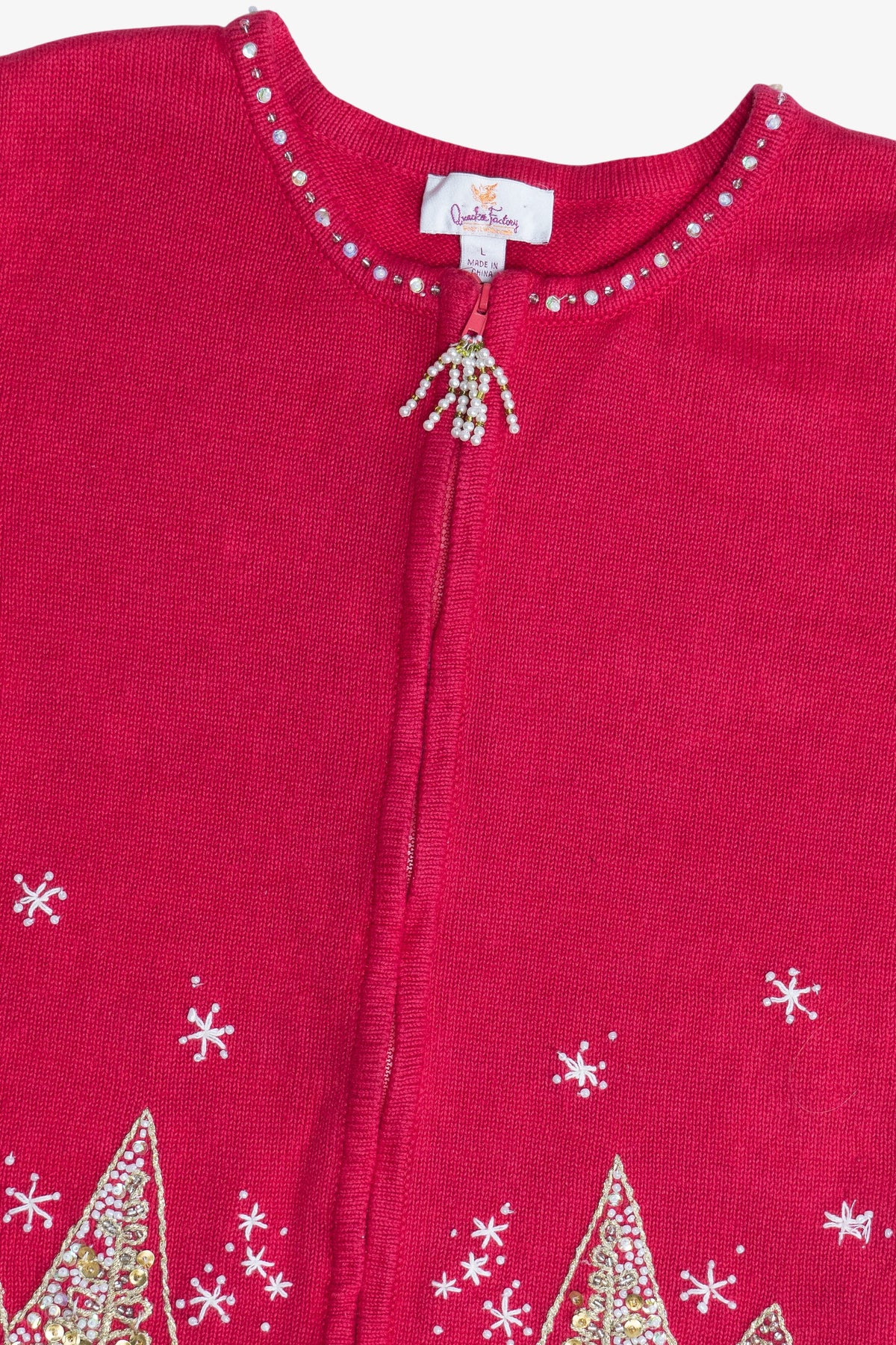Vintage Quacker Factory Gold Christmas Trees Ugly Christmas Vest (2000s)