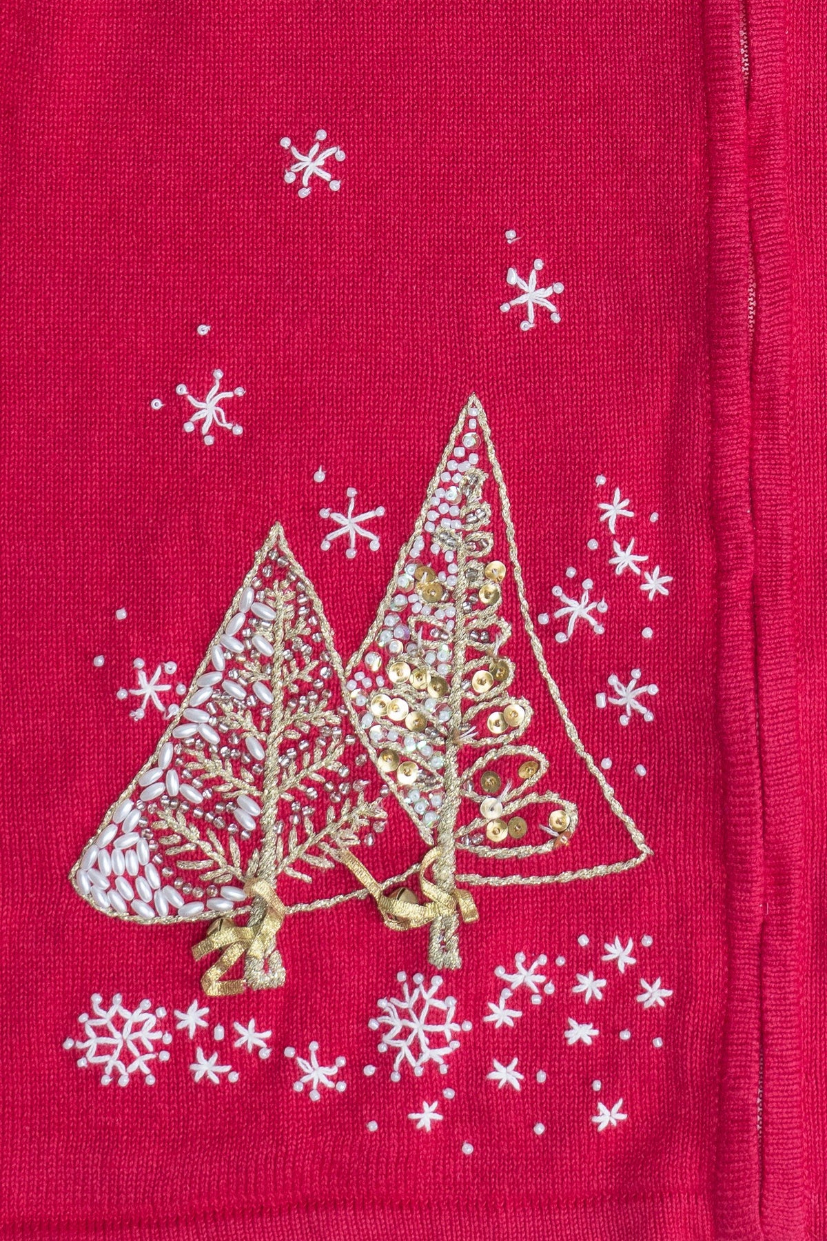 Vintage Quacker Factory Gold Christmas Trees Ugly Christmas Vest (2000s)