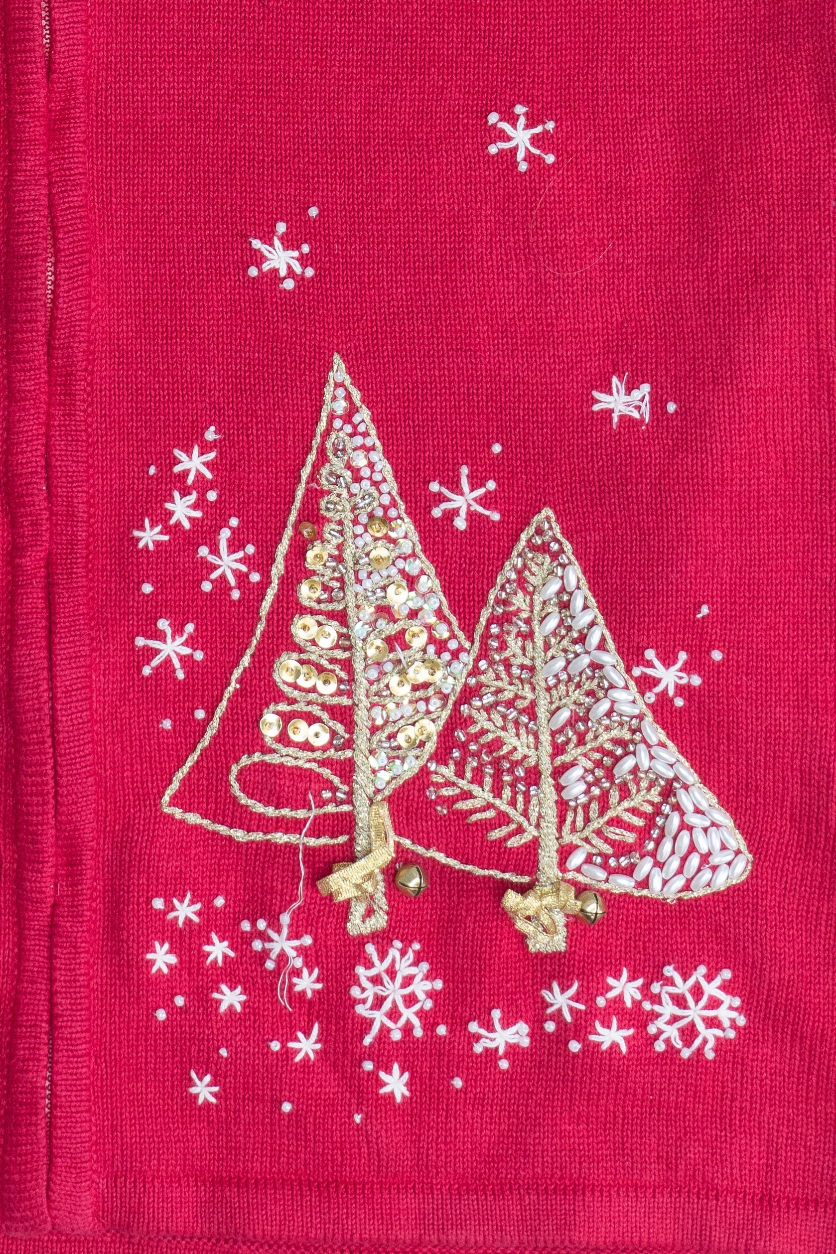Vintage Quacker Factory Gold Christmas Trees Ugly Christmas Vest (2000s)