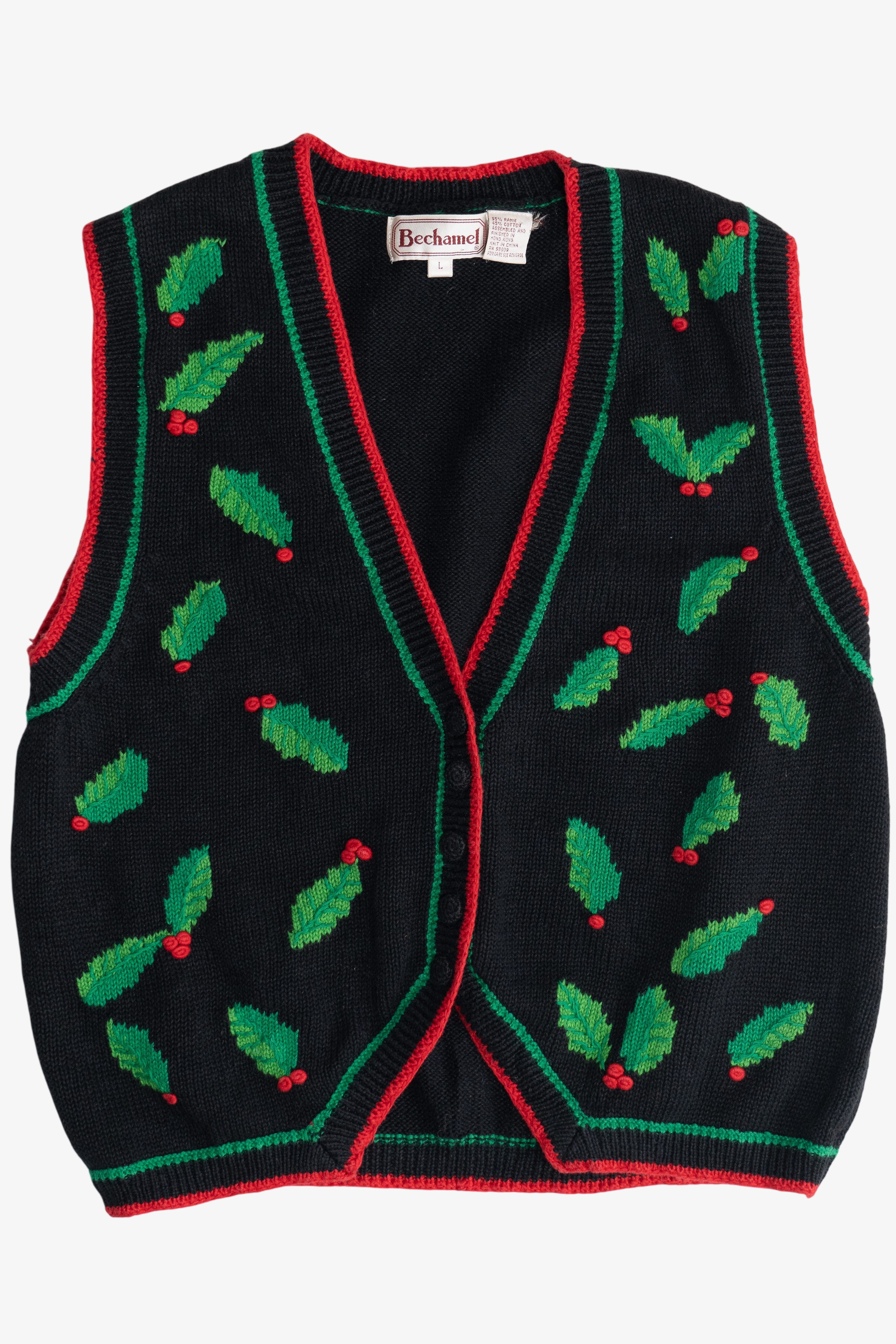 Vintage Holly & Ivy Embroidered Ugly Christmas Vest (1990s)