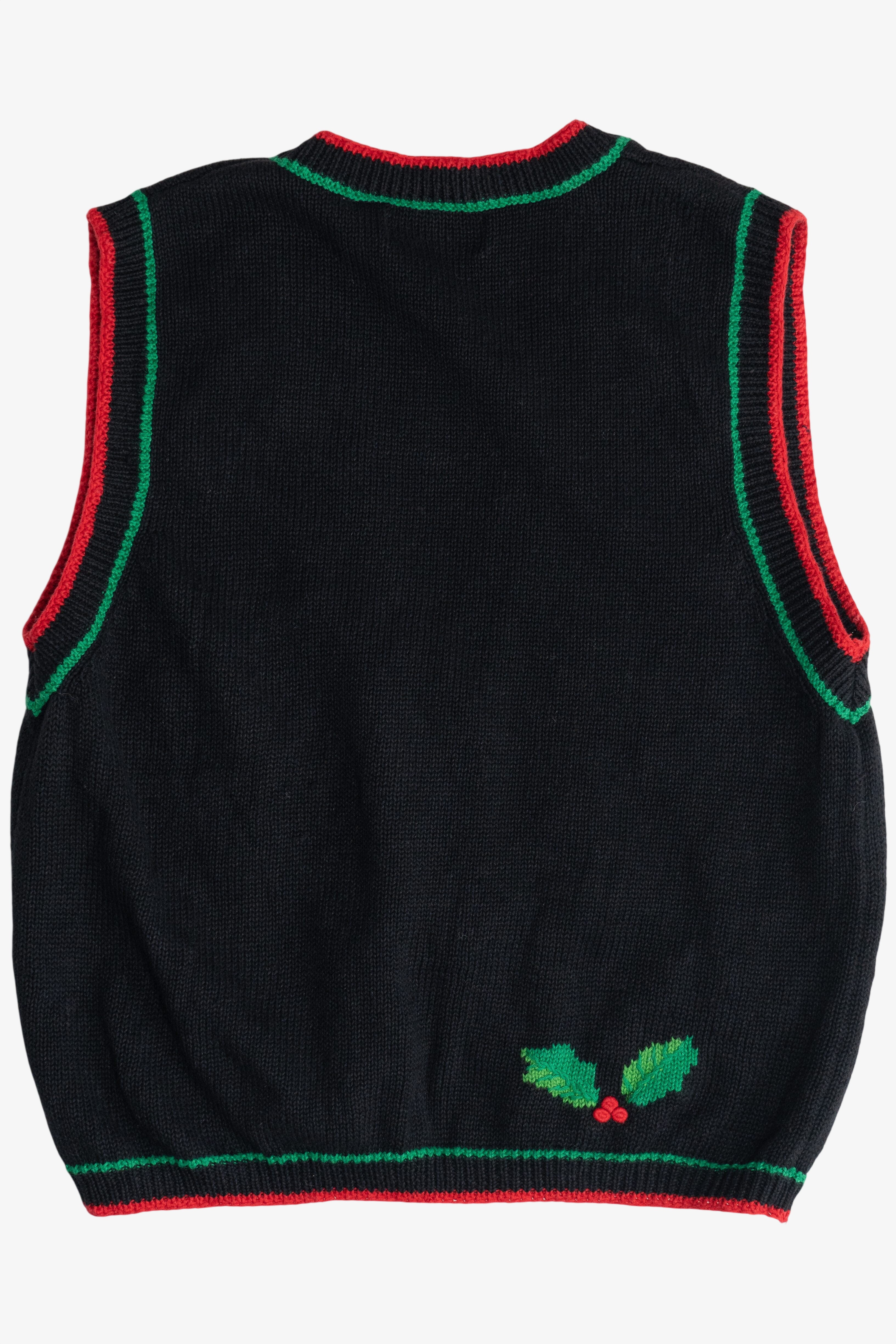 Vintage Holly & Ivy Embroidered Ugly Christmas Vest (1990s)