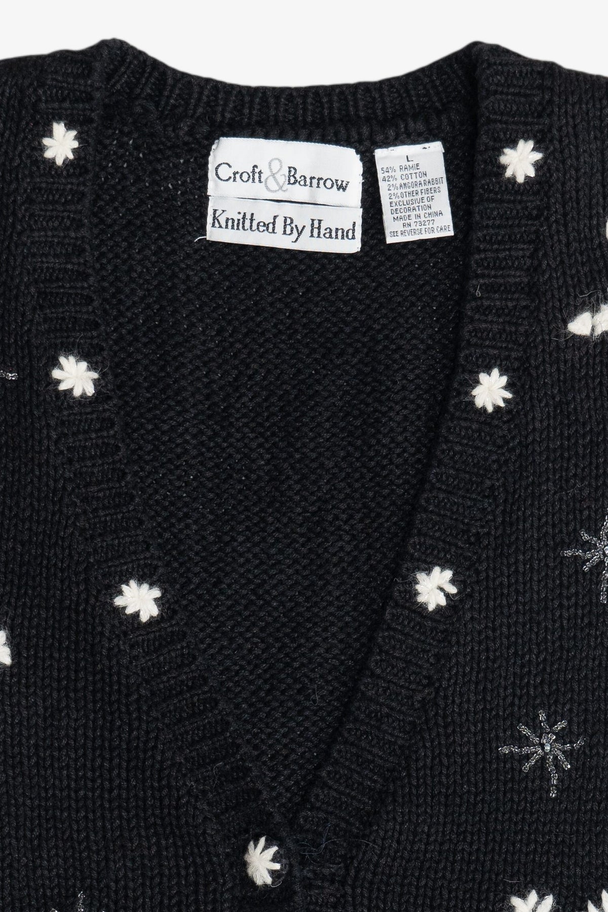 Vintage Croft & Barrow Hand Knit Snowflakes Christmas Vest (1990s)