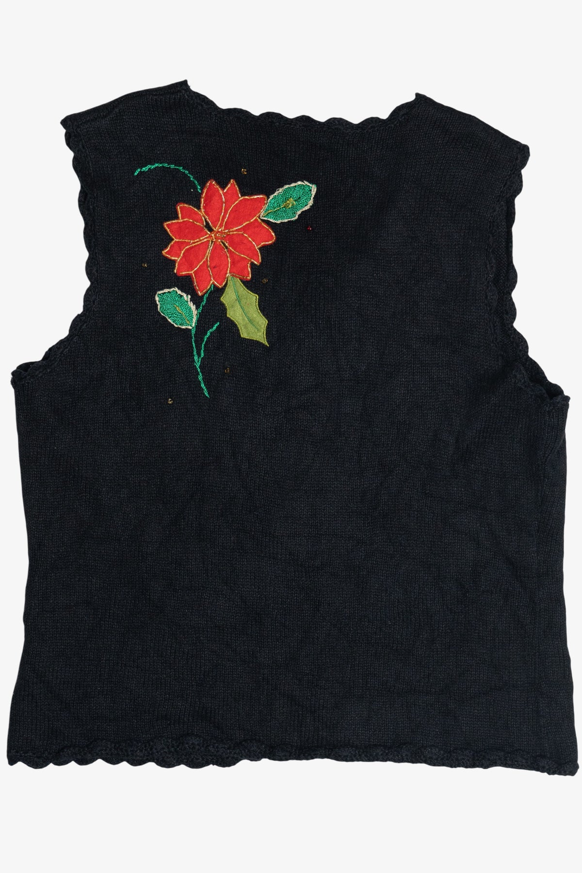 Vintage Black Designers Originals Studio Poinsettia Christmas Vest (1990s)