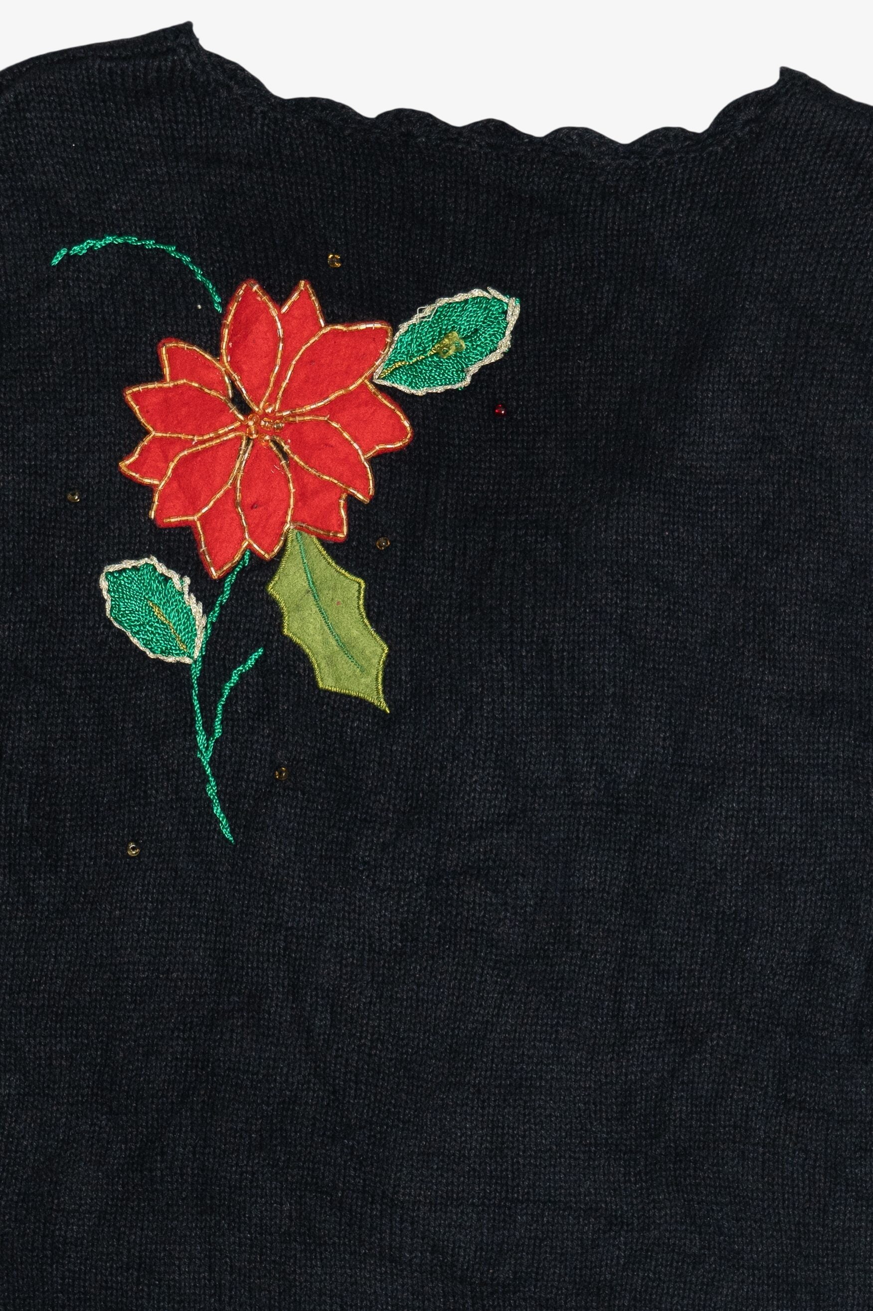 Vintage Black Designers Originals Studio Poinsettia Christmas Vest (1990s)