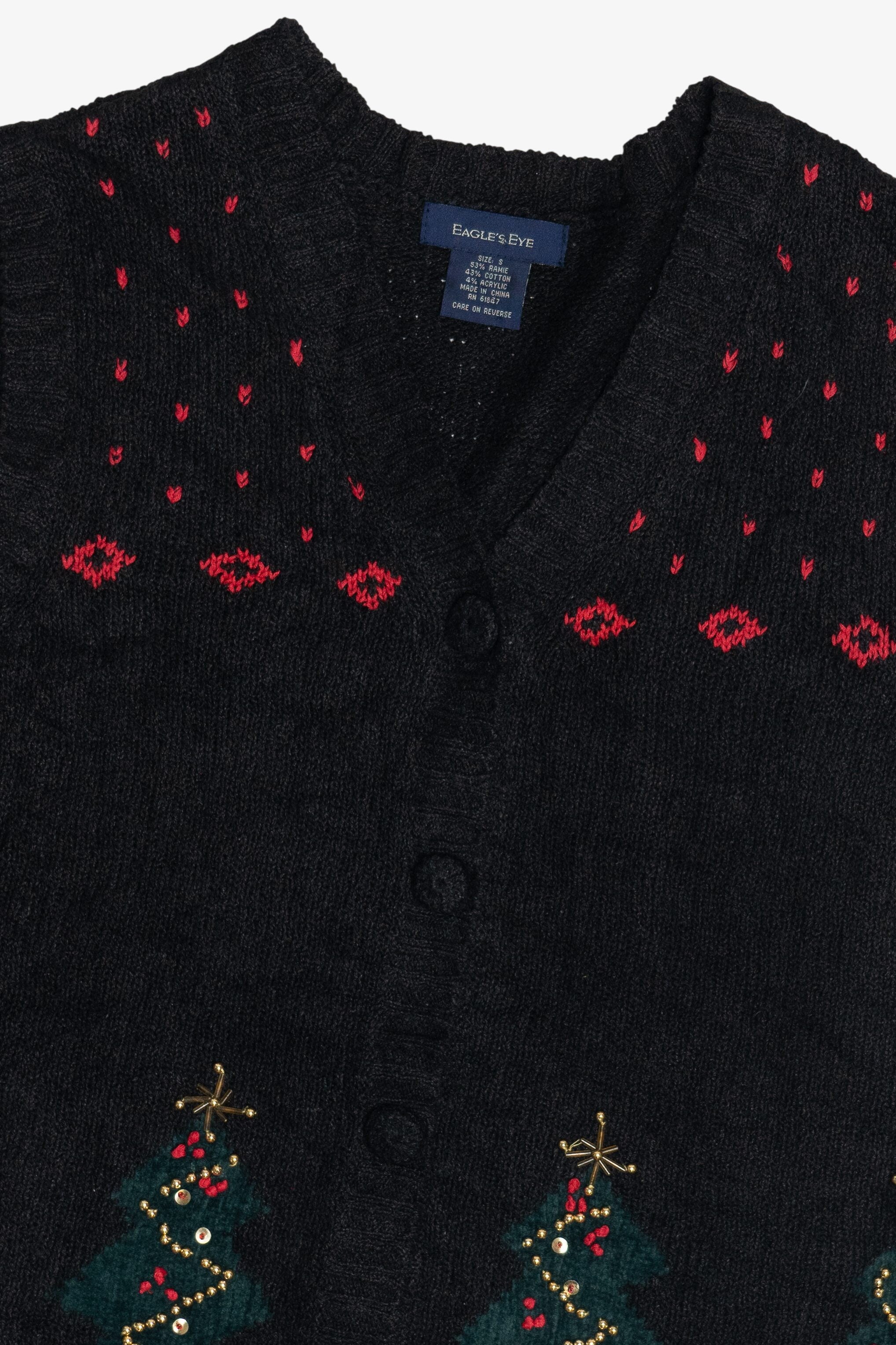 Vintage Eagle's Eye Christmas Trees Ugly Christmas Vest (1990s)