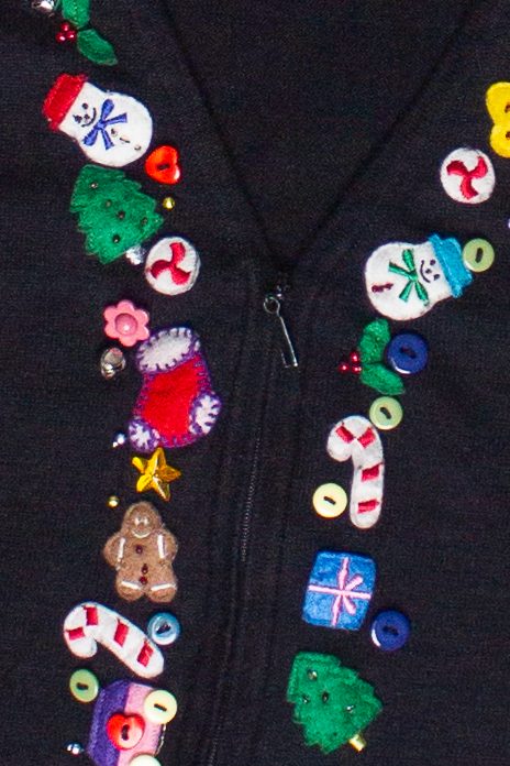 Vintage Holiday Fun Button Zip Up Lightweight Ugly Christmas Vest