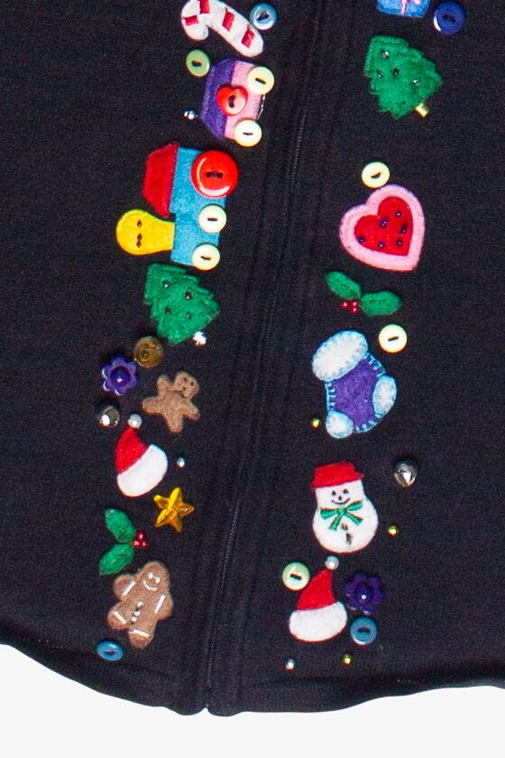 Vintage Holiday Fun Button Zip Up Lightweight Ugly Christmas Vest