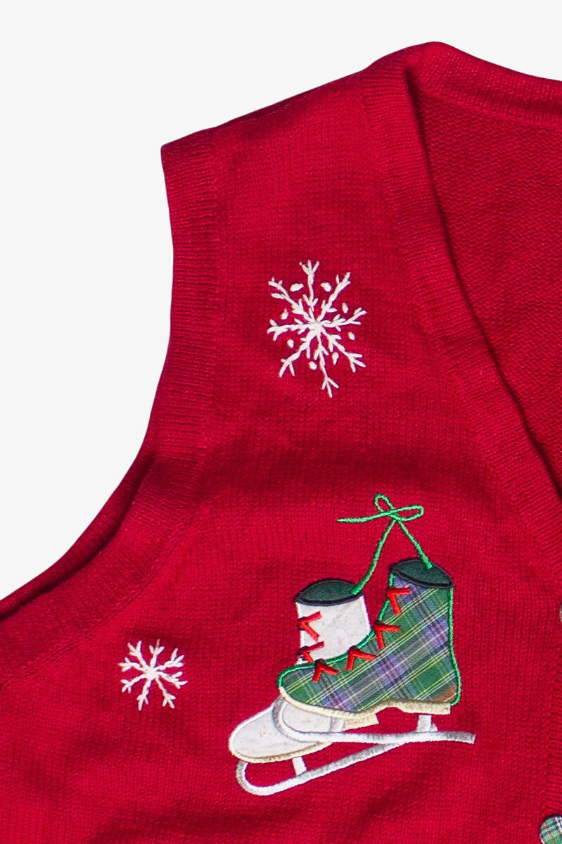 Basic Editions Holiday Skates and Mittens Ugly Christmas Vest