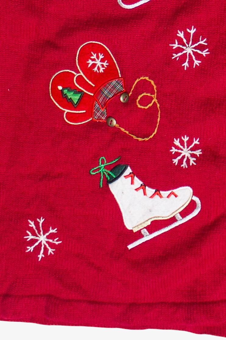 Basic Editions Holiday Skates and Mittens Ugly Christmas Vest